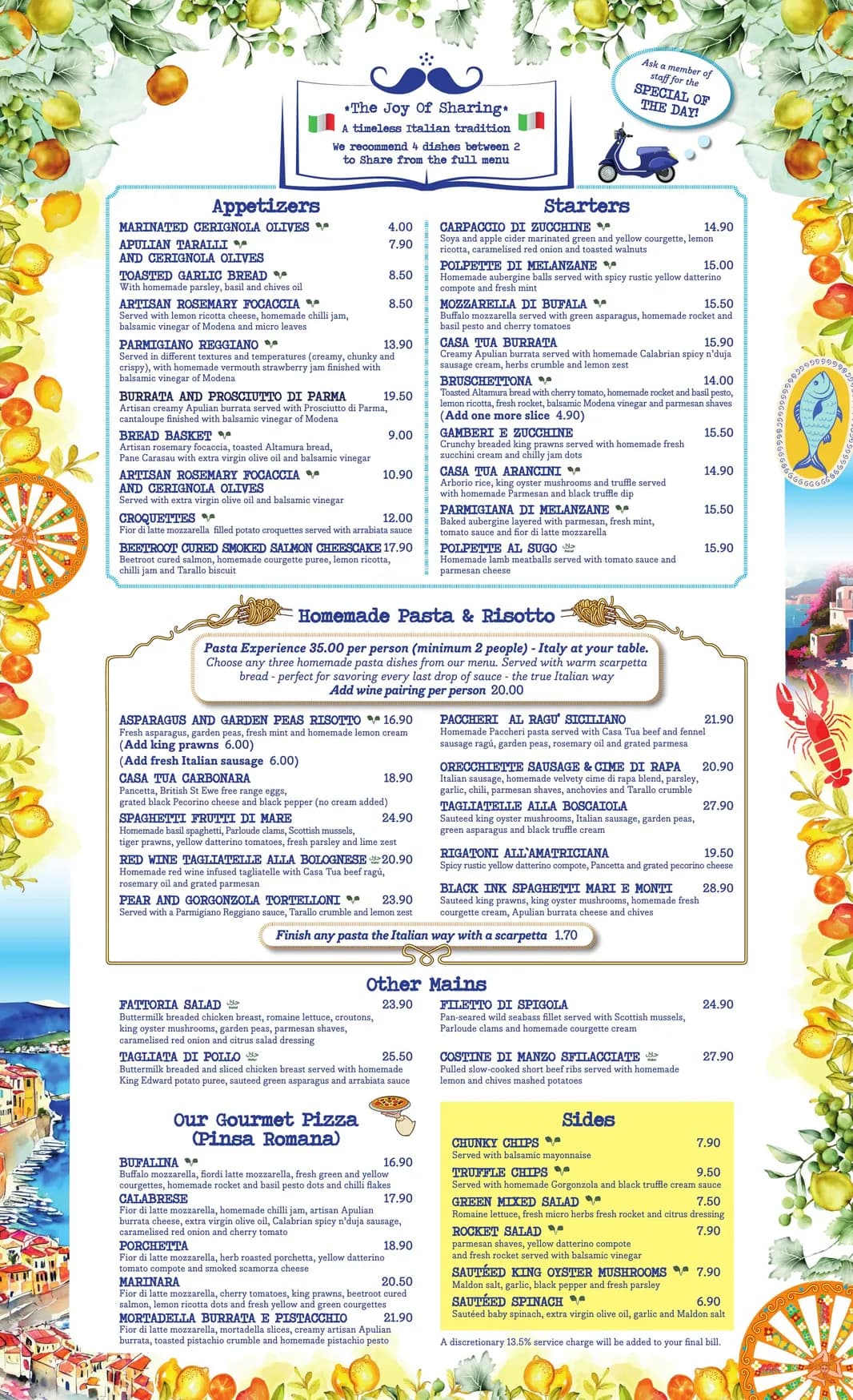 Casa Tua King's Cross menu, page 1