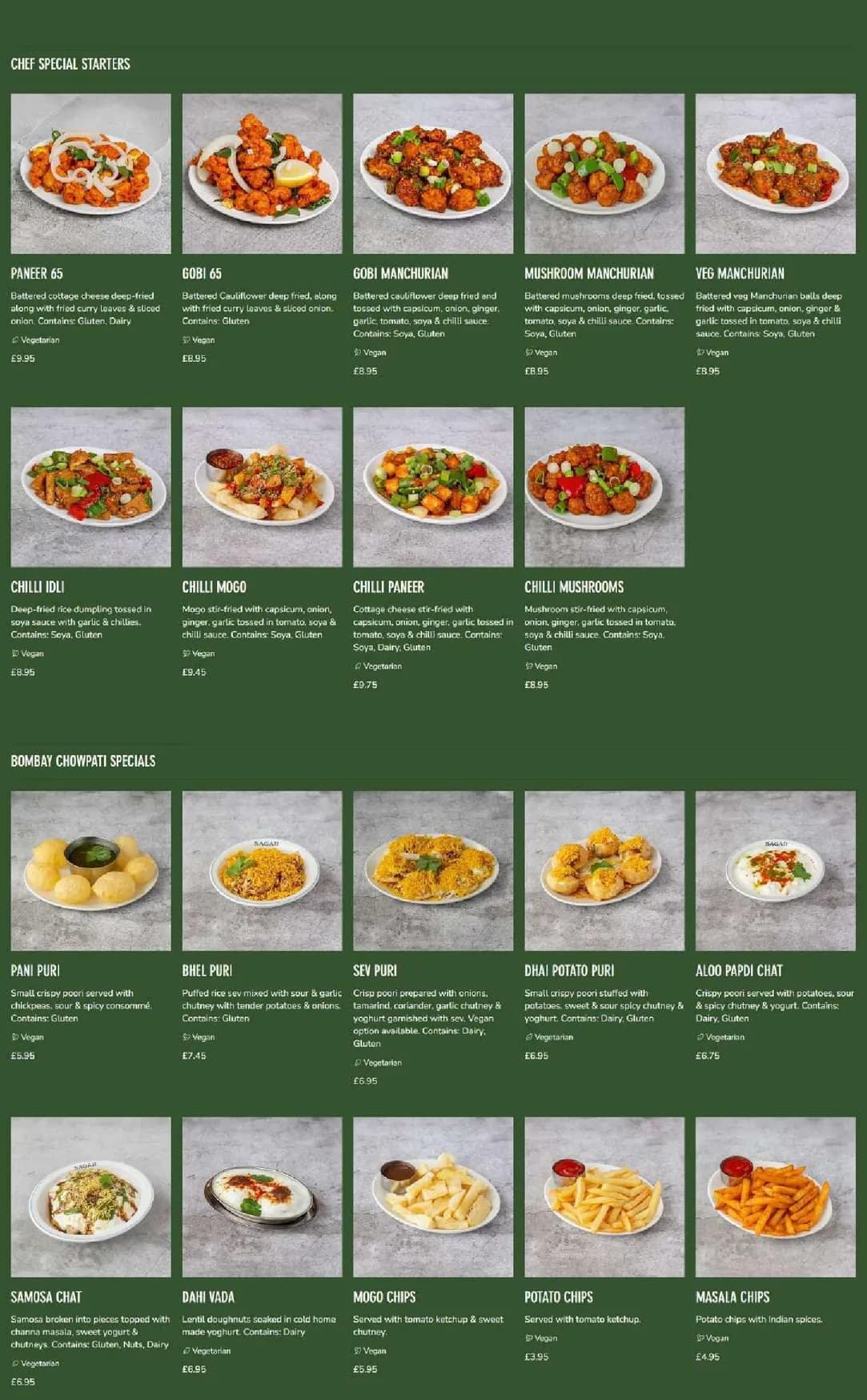 Sagar West End menu, page 2
