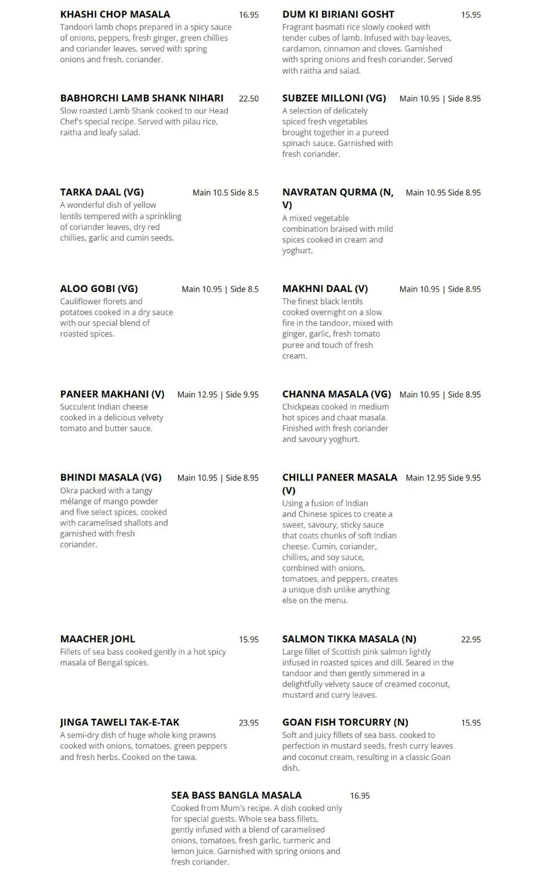 Chutney Ivy menu, page 5