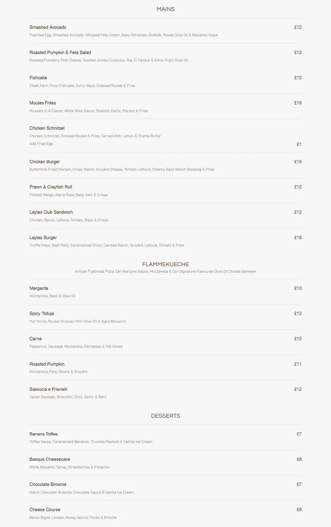 Layla's Bistro menu, page 3