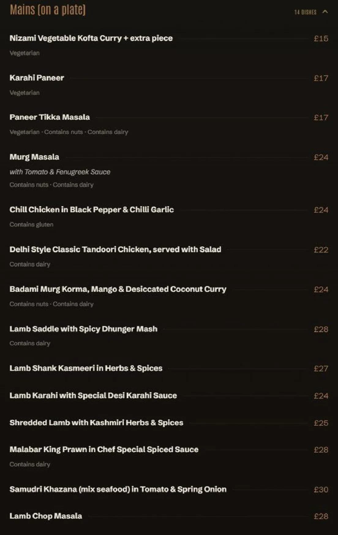 Varanasi menu, page 3