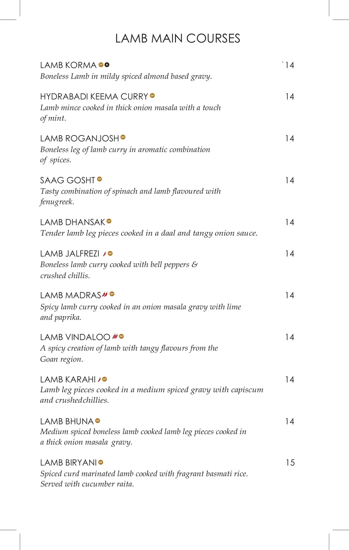 Malika menu, page 5