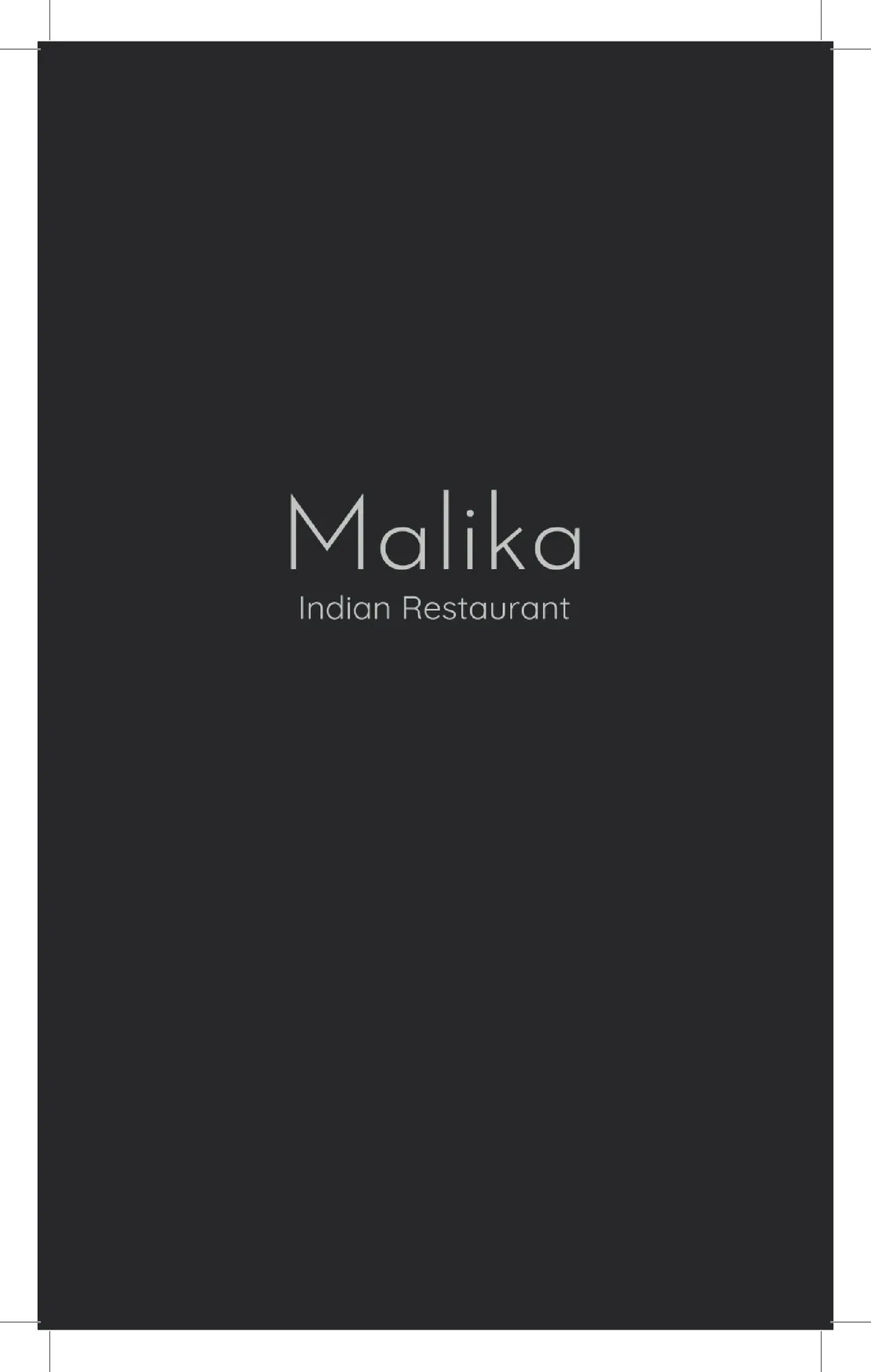 Malika menu, page 1