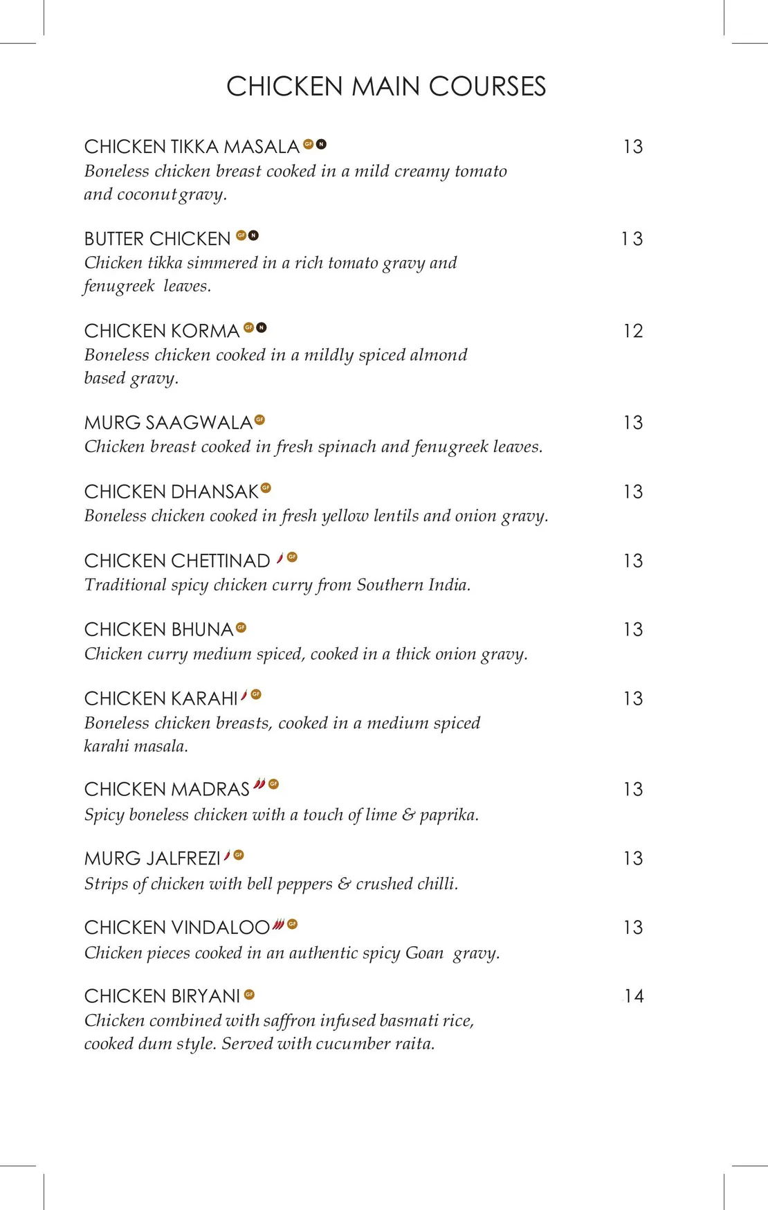 Malika menu, page 4