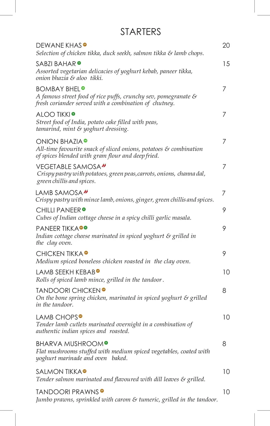 Malika menu, page 3