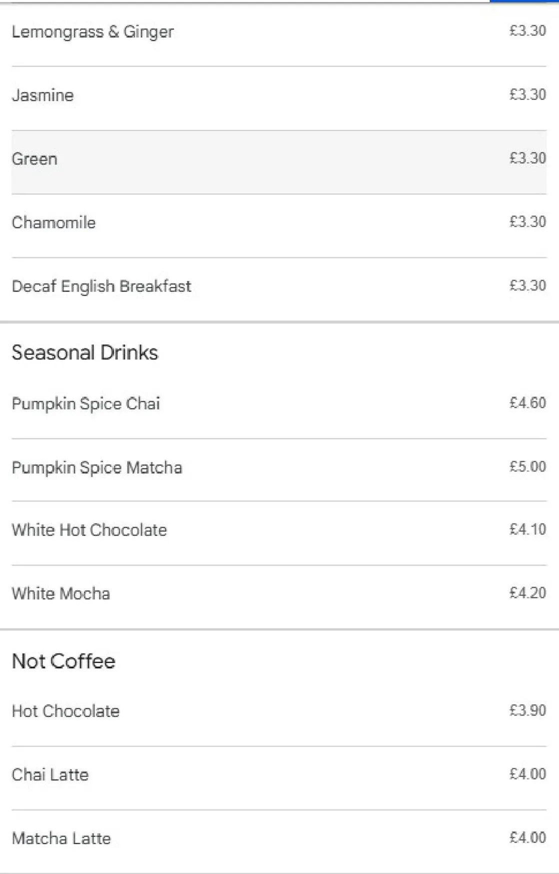 Kasa Café menu, page 6