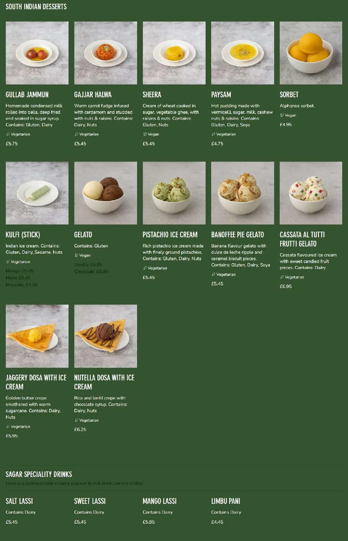 Sagar menu, page 8