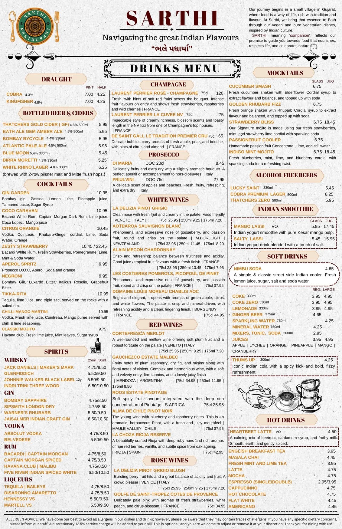 Sarthi Authentic Indian menu, page 2