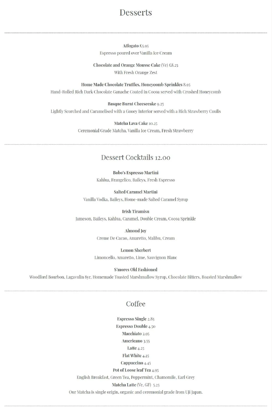 Bobo Social menu, page 4