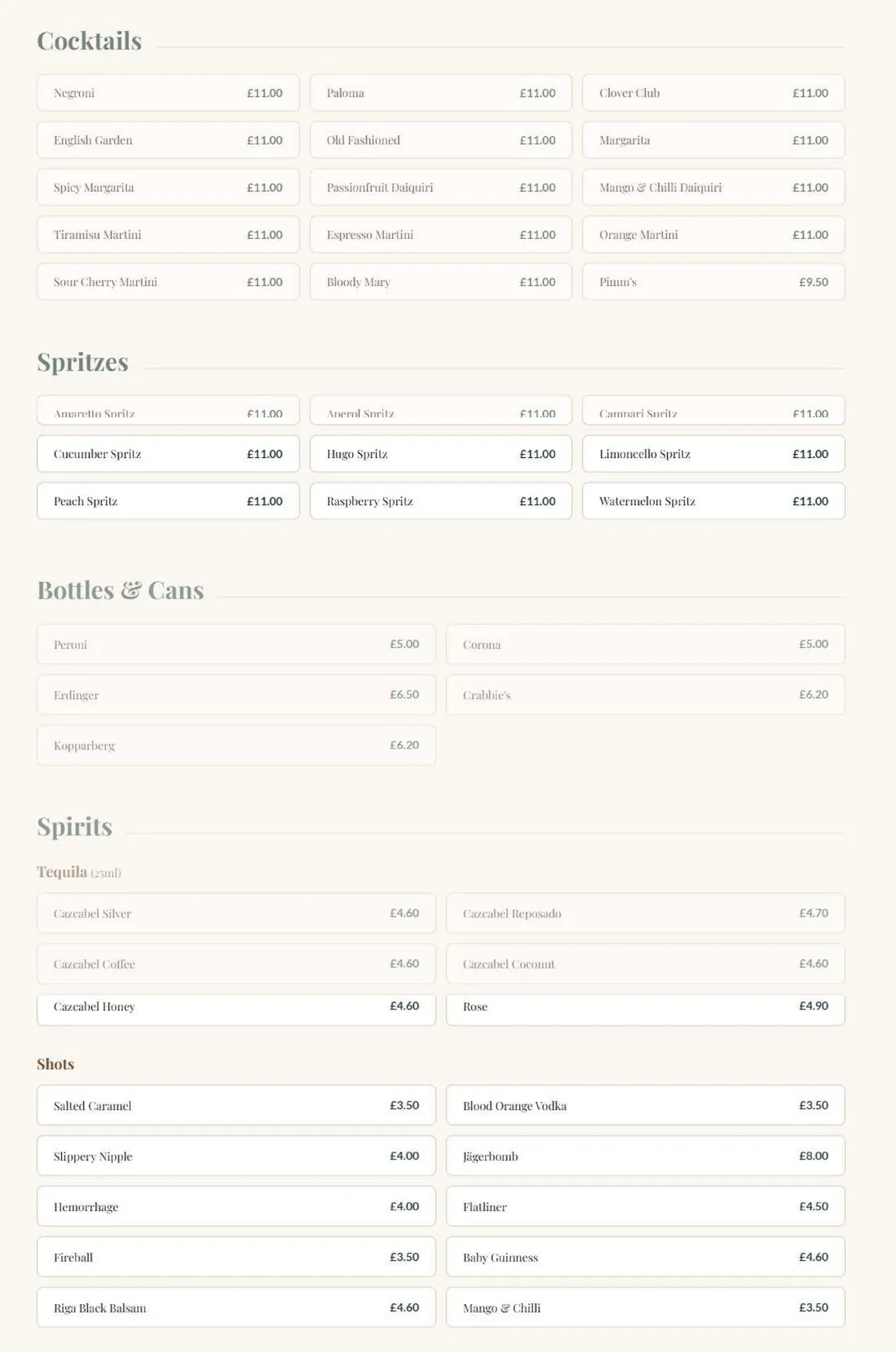 The George and Dragon Acton menu, page 4