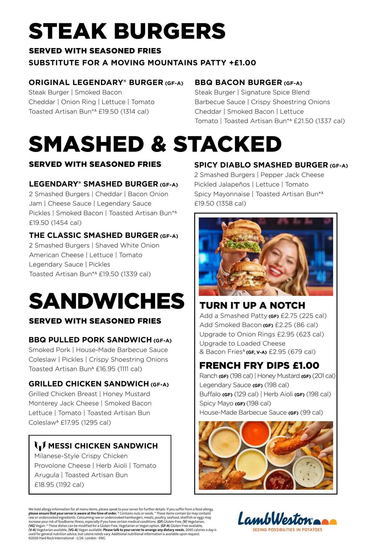 Hard Rock Cafe menu, page 10