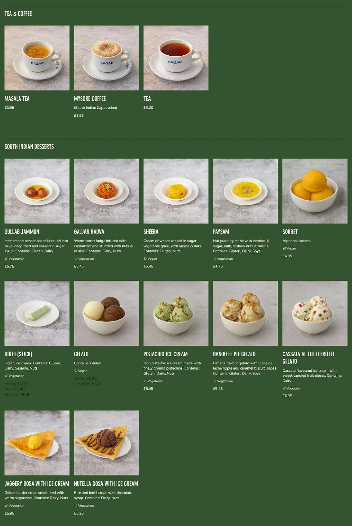 Sagar West End menu, page 7