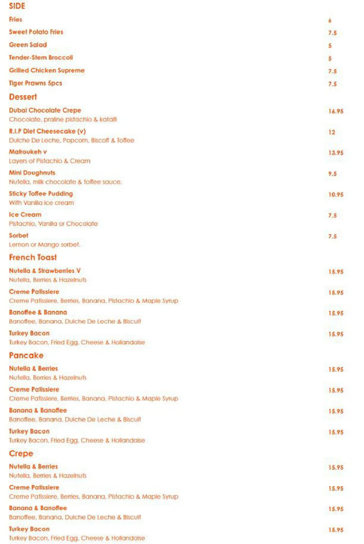 Drunch Regent's Park menu, page 2