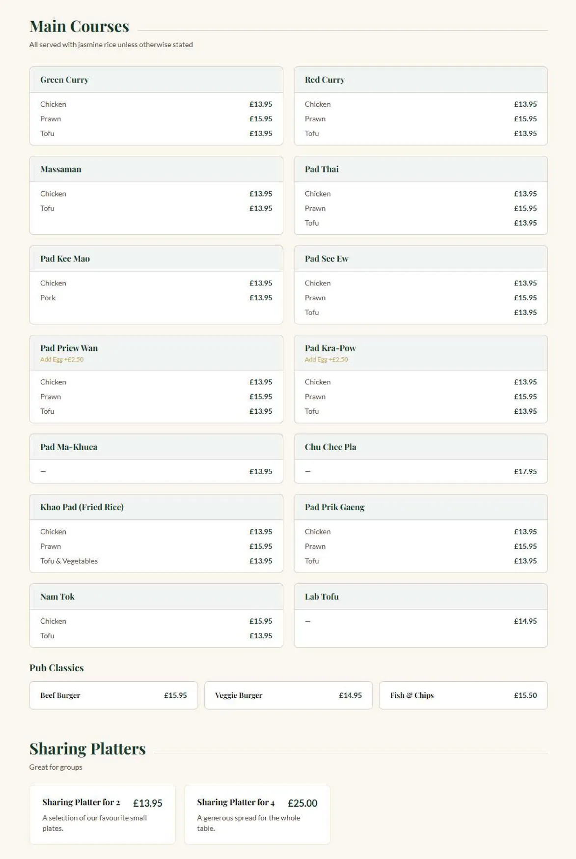 The George and Dragon Acton menu, page 2