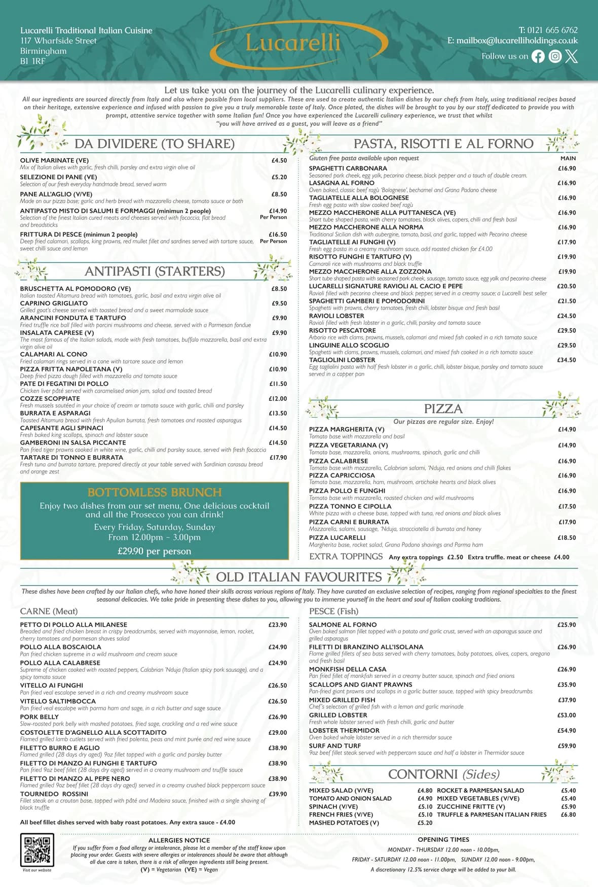 Lucarelli Italian Restaurant menu, page 1