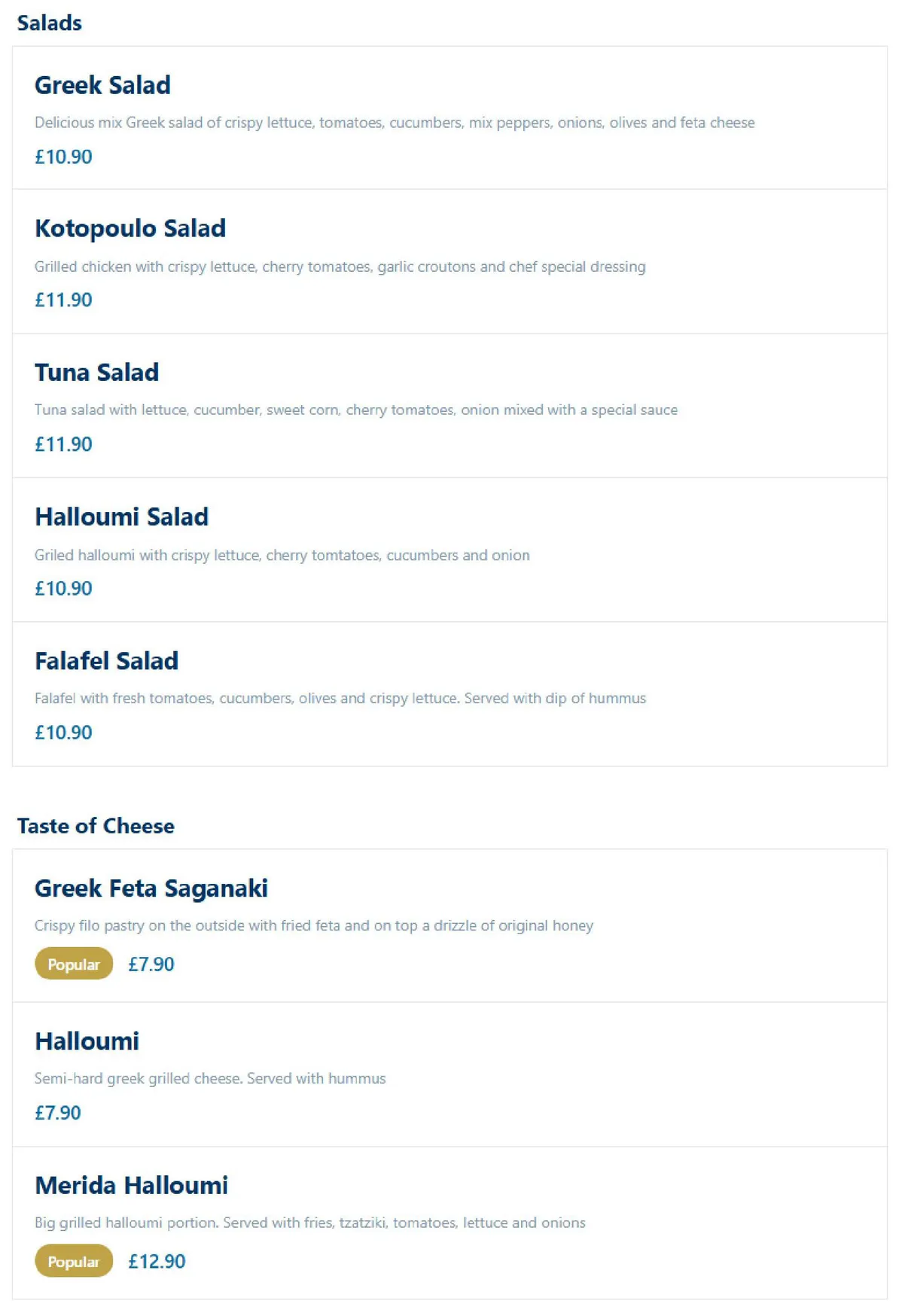 Art's Greek Cuisine menu, page 2