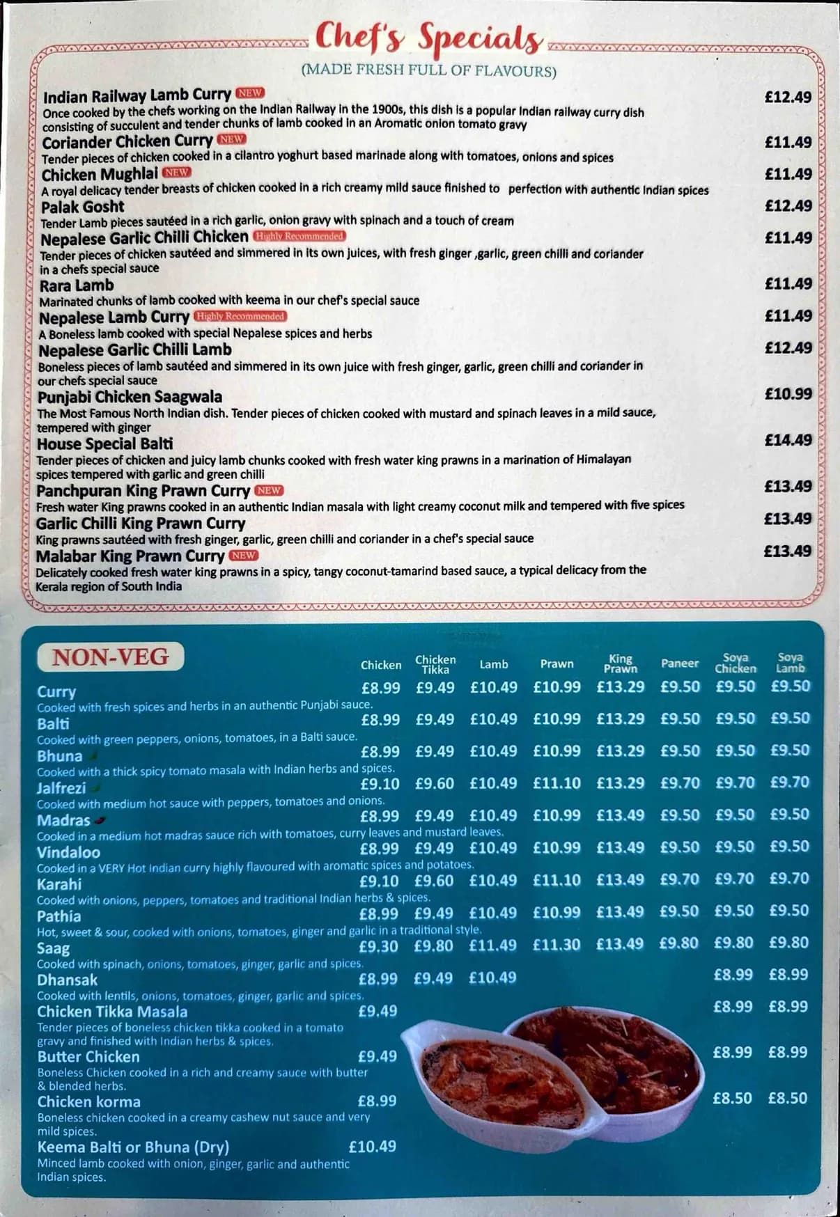 Shenstone Country Club menu, page 3