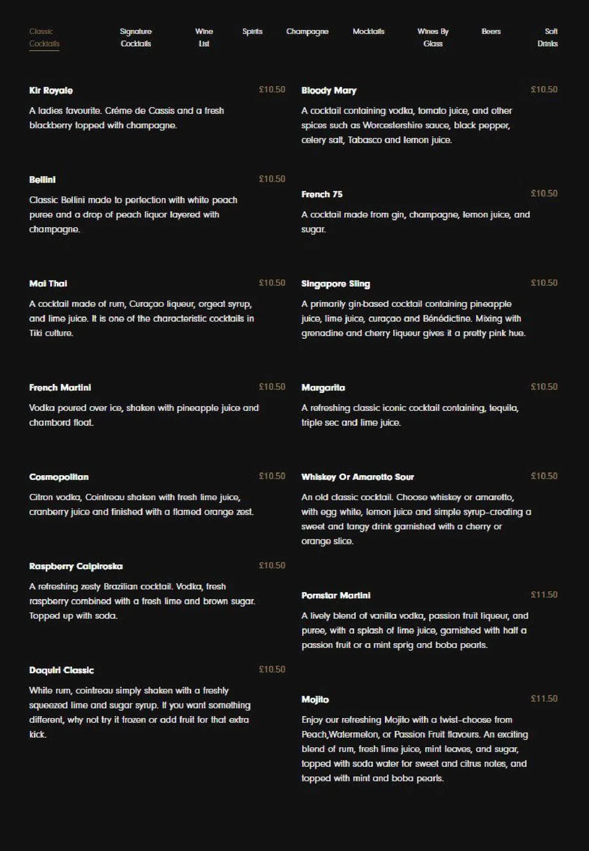 Vermilion menu, page 7