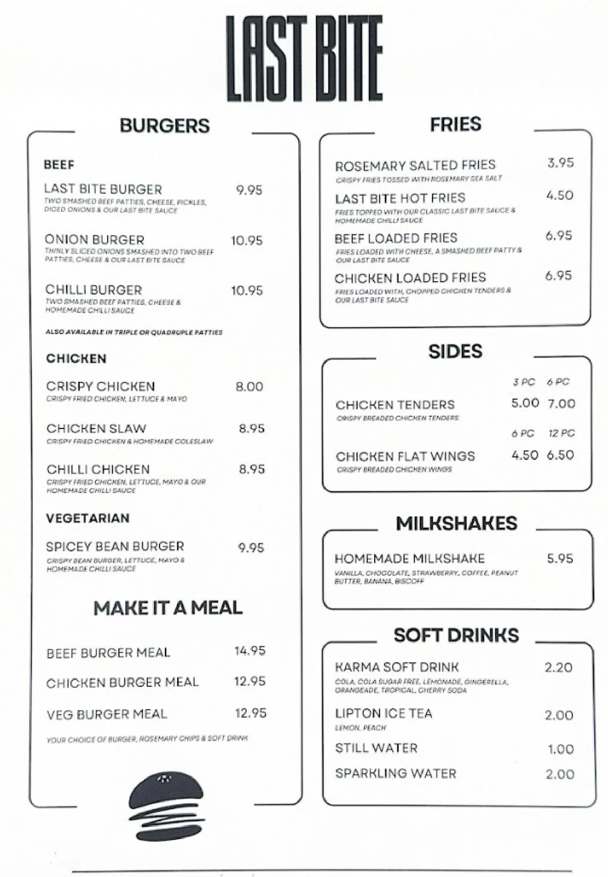 Last Bite menu, page 1