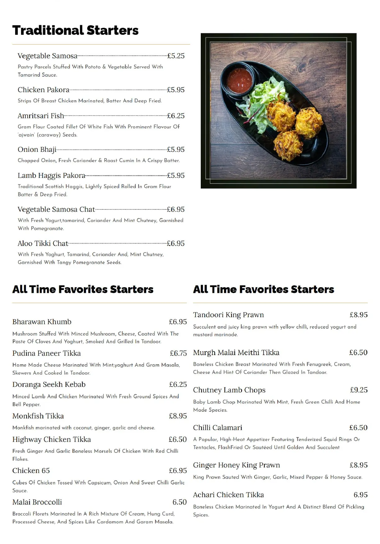 Chaskaa Indian Restaurant menu, page 1
