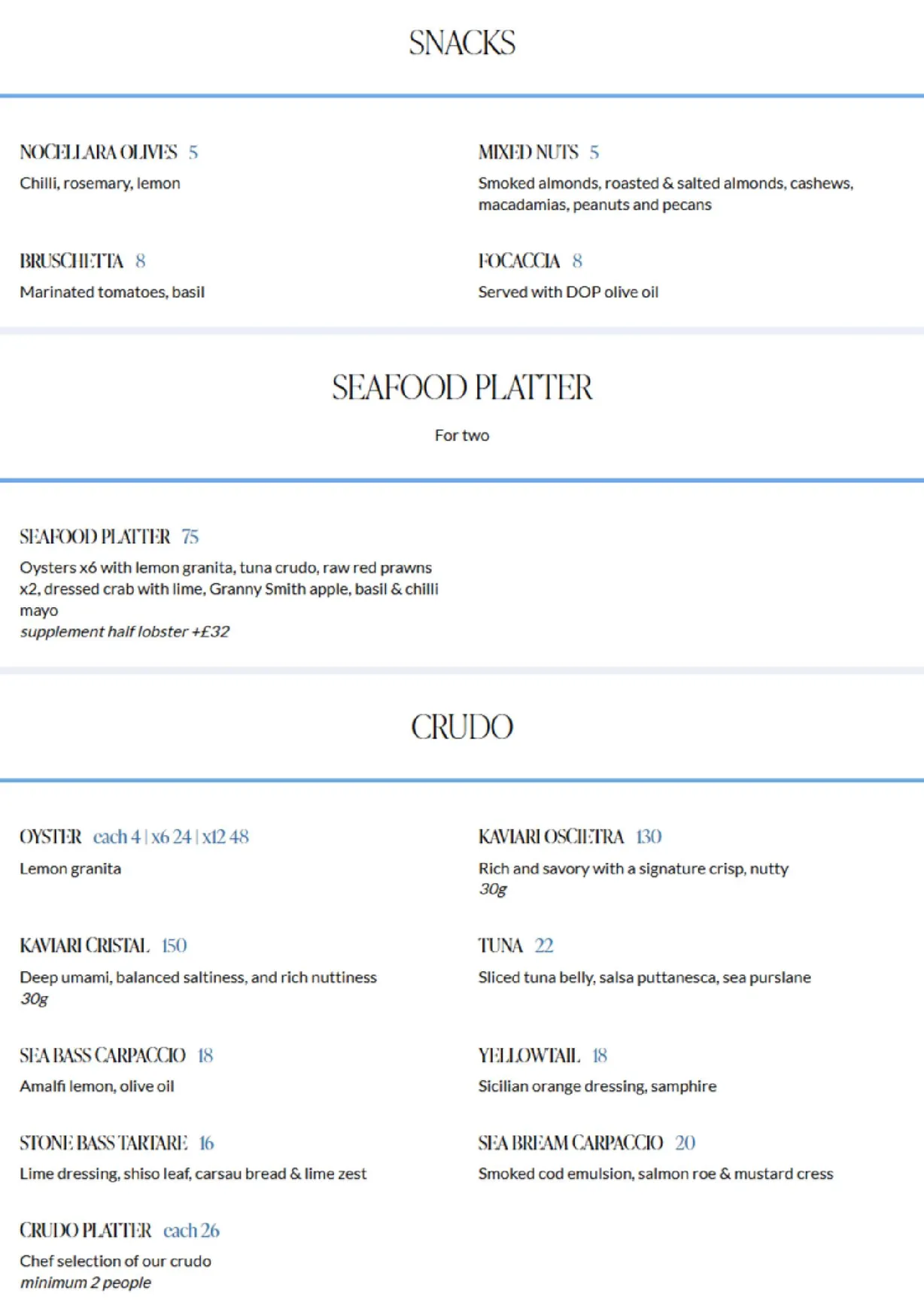 Azzurra menu, page 3