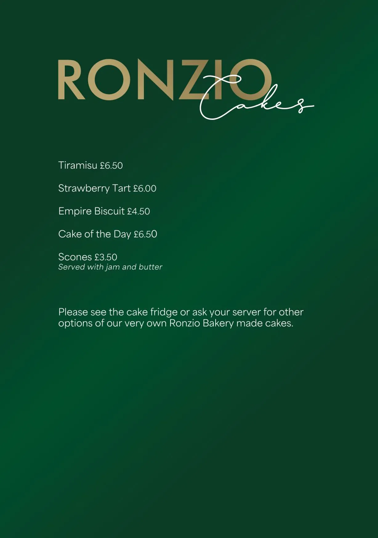 Ronzio Broomhill menu, page 9