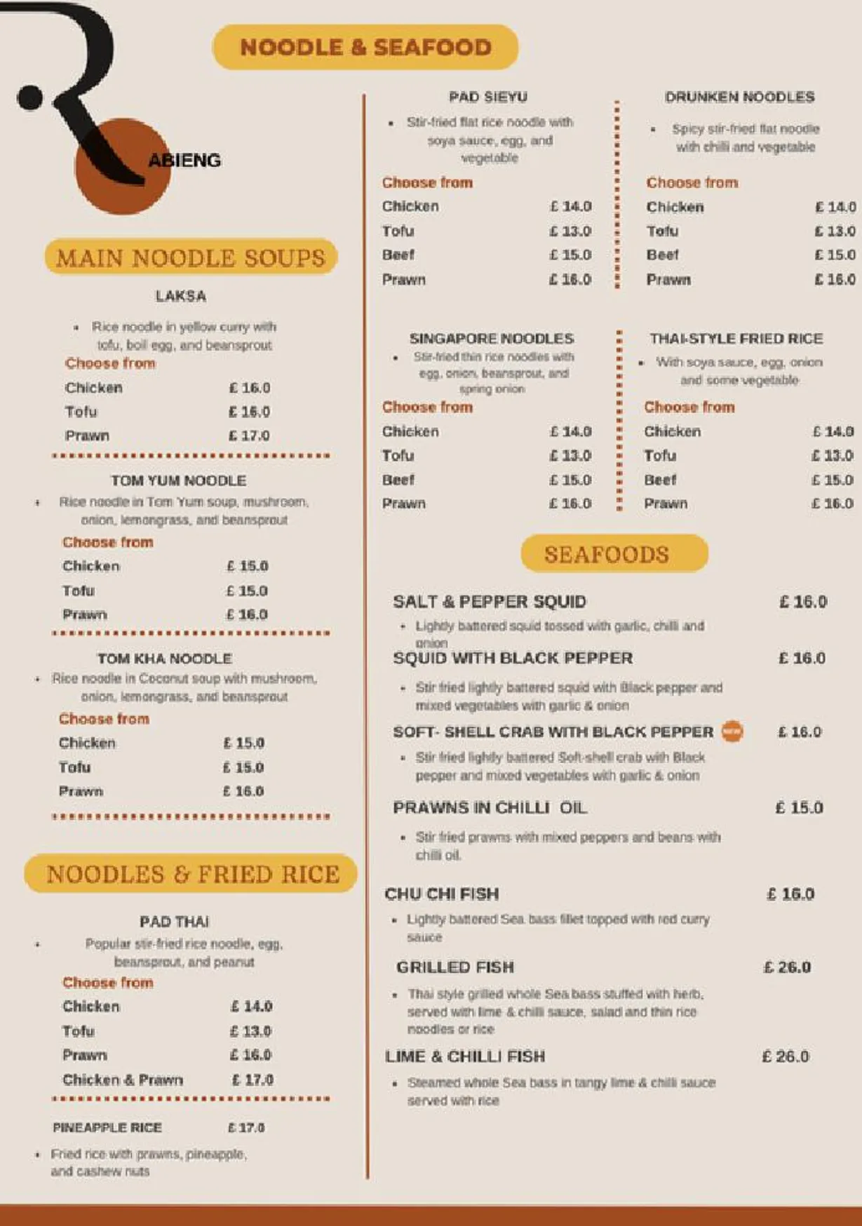 Rabieng menu, page 2