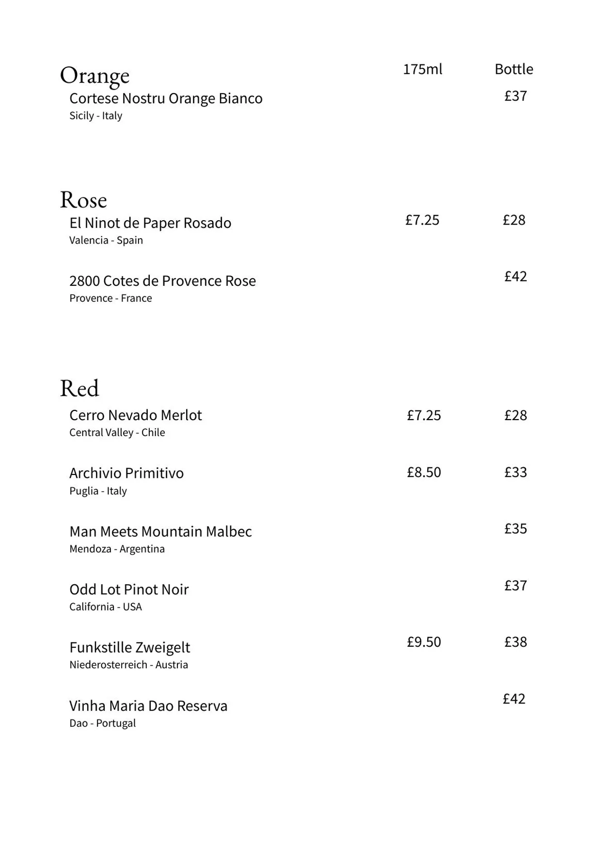 Feather menu, page 4