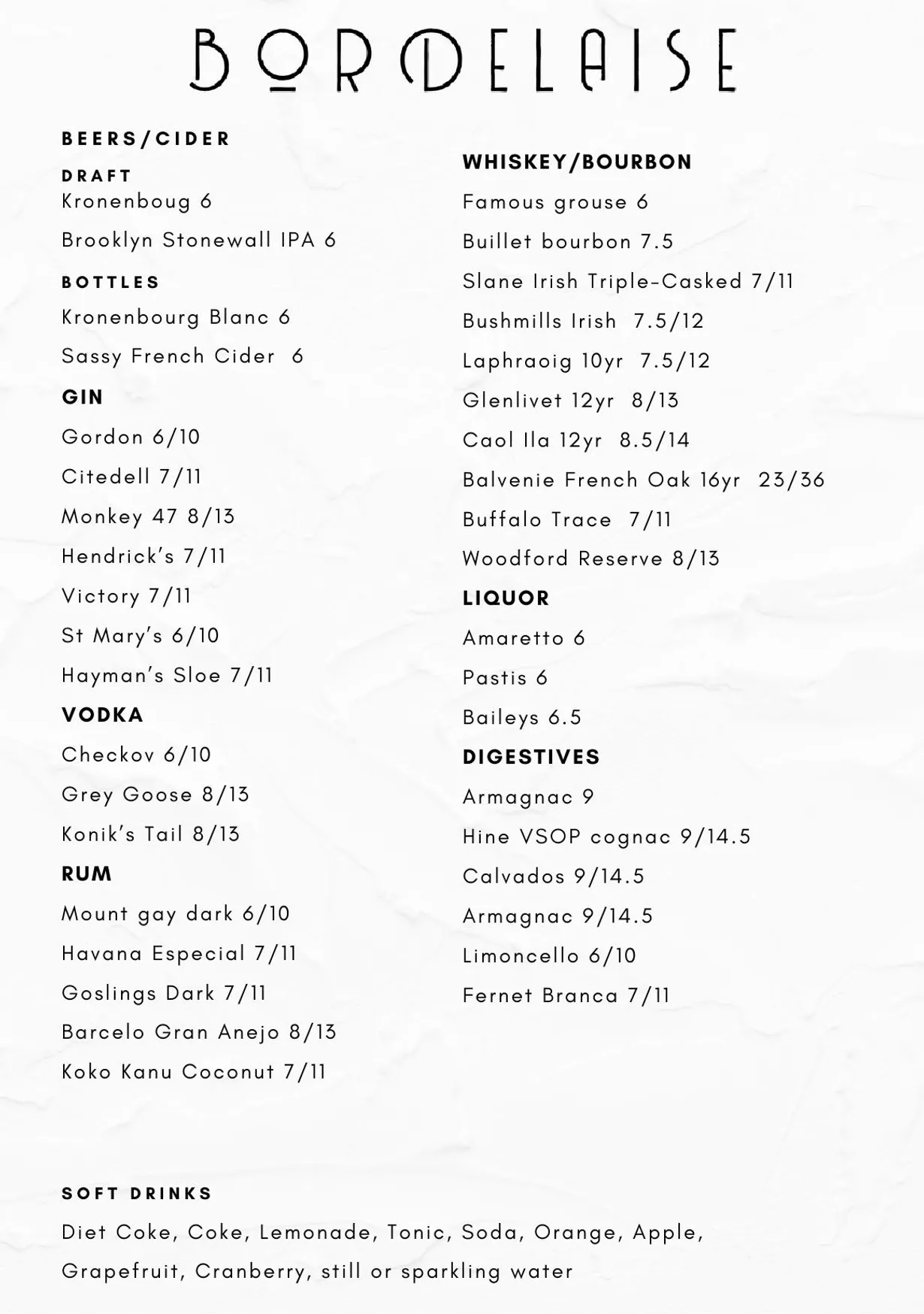 Bordelaise menu, page 2