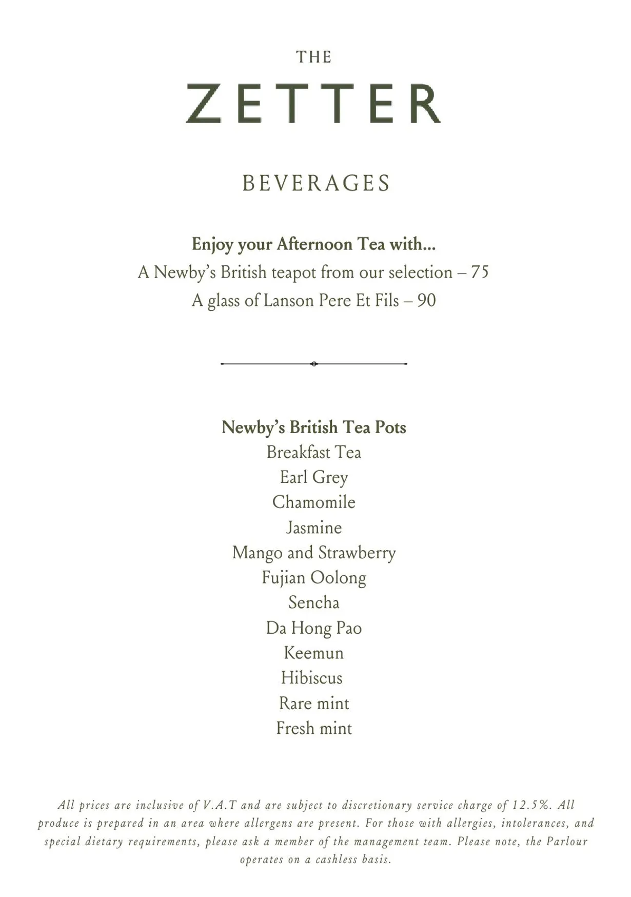 The Parlour at Zetter Marylebone menu, page 7