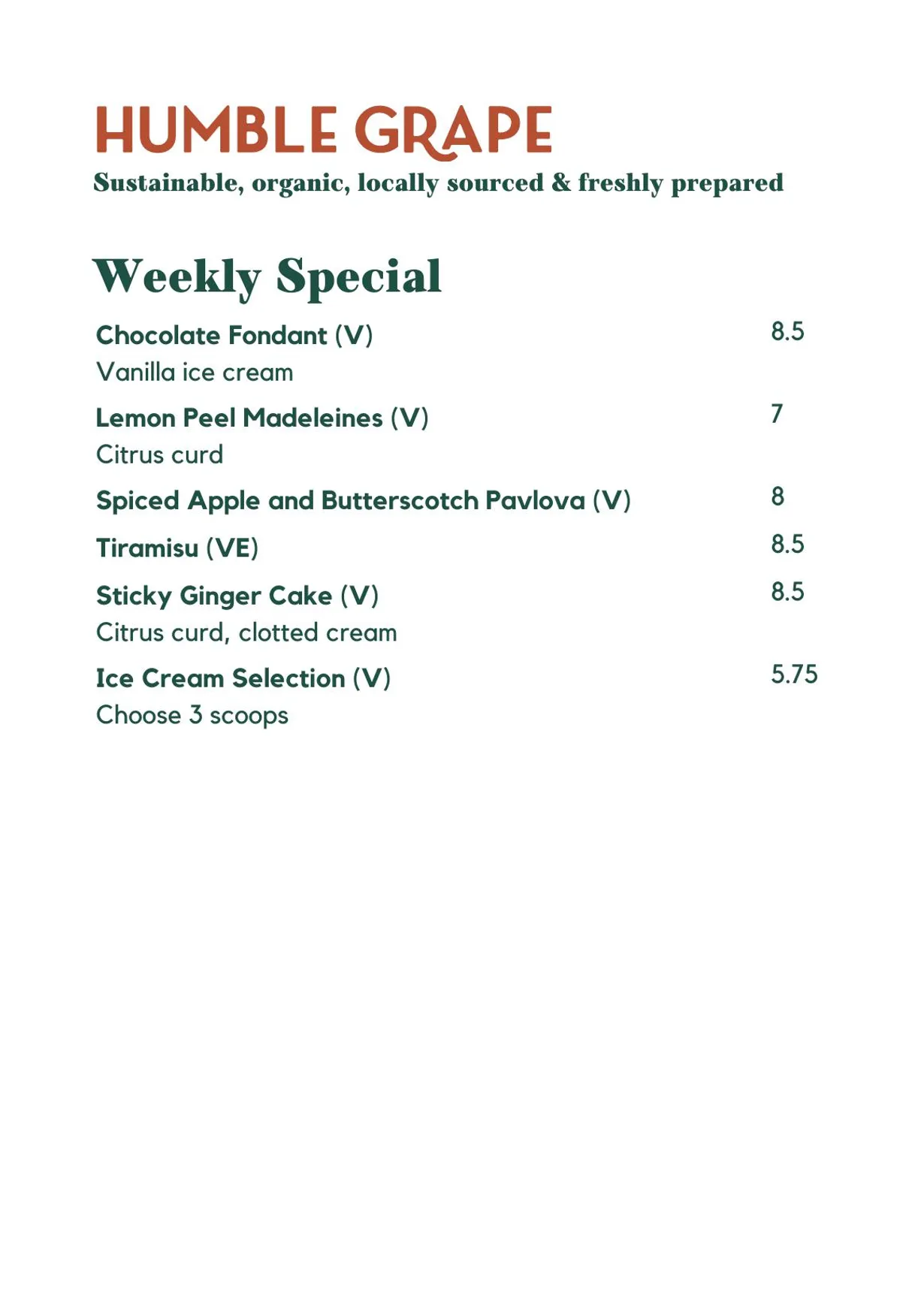 Humble Grape Canary Wharf menu, page 3