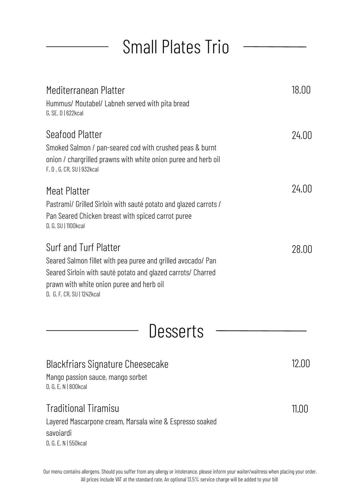 City Lounge menu, page 4