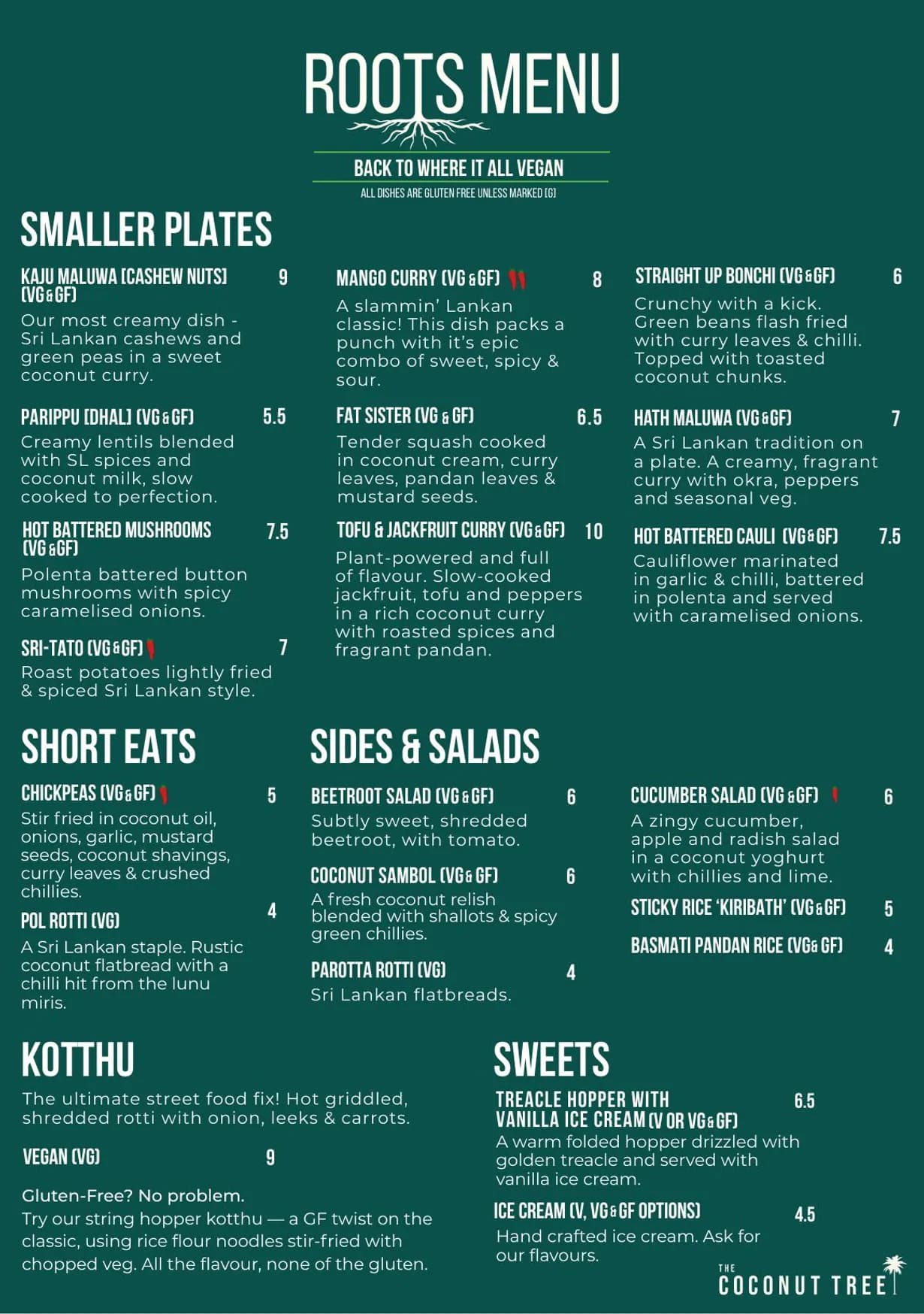 The Coconut Tree menu, page 3