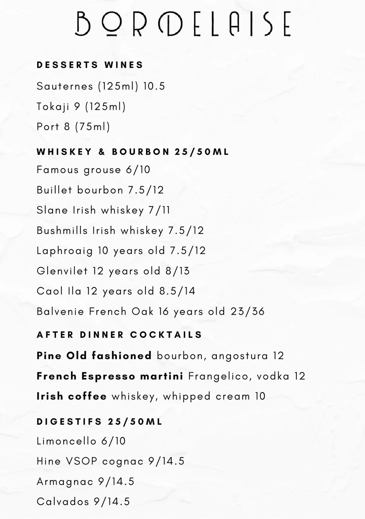 Bordelaise menu, page 3