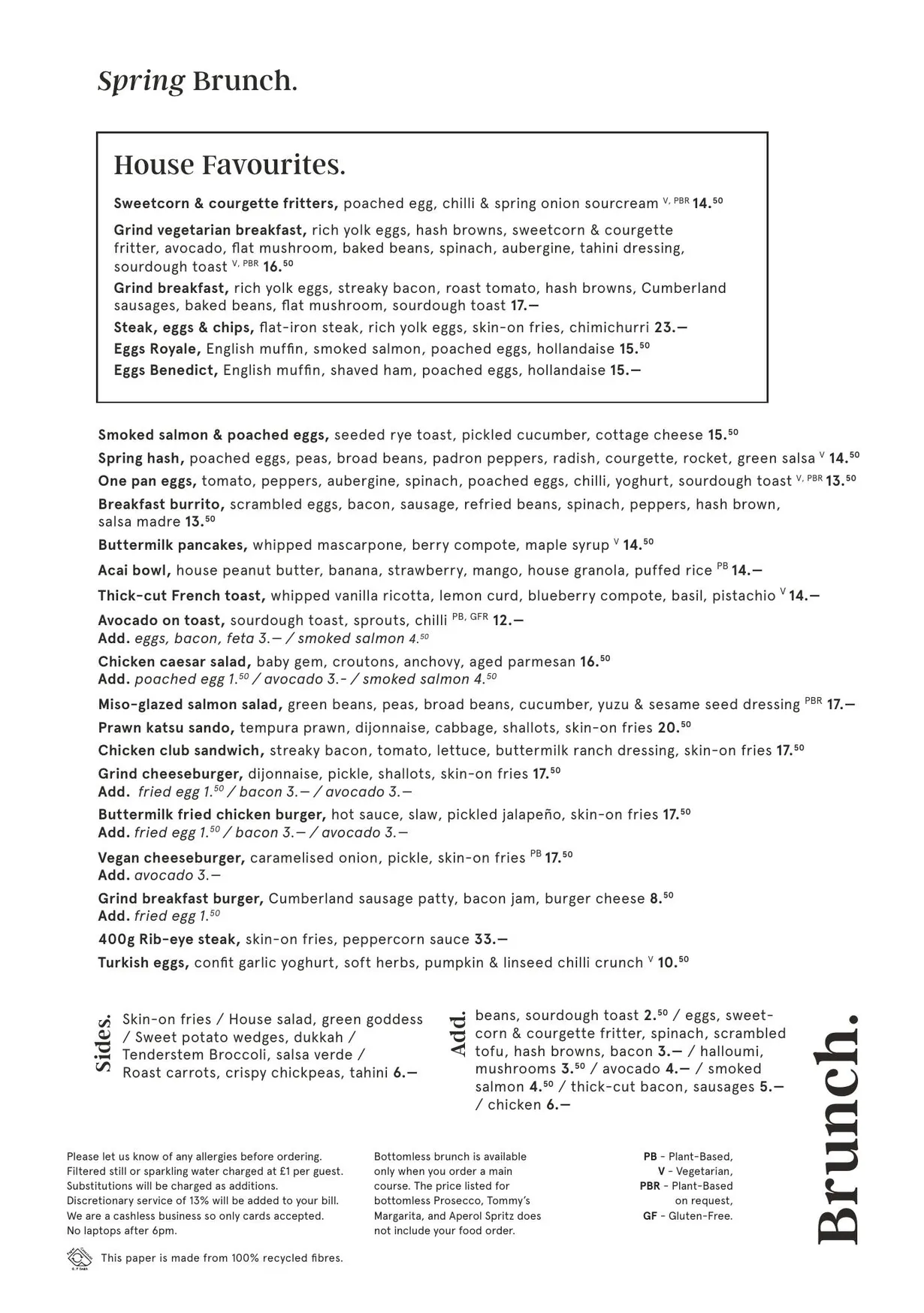 Grind Greenwich menu, page 2