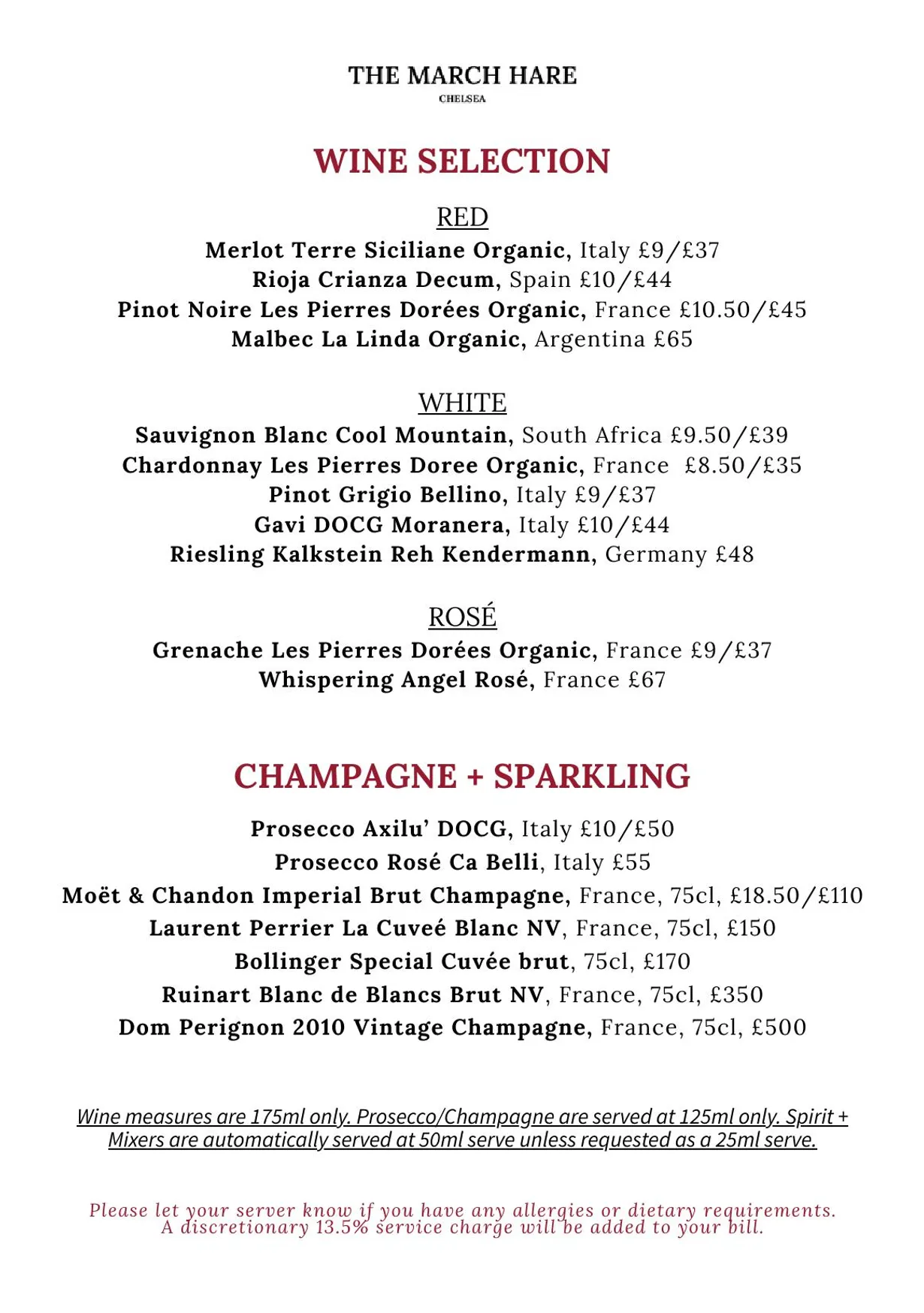 The March Hare menu, page 3