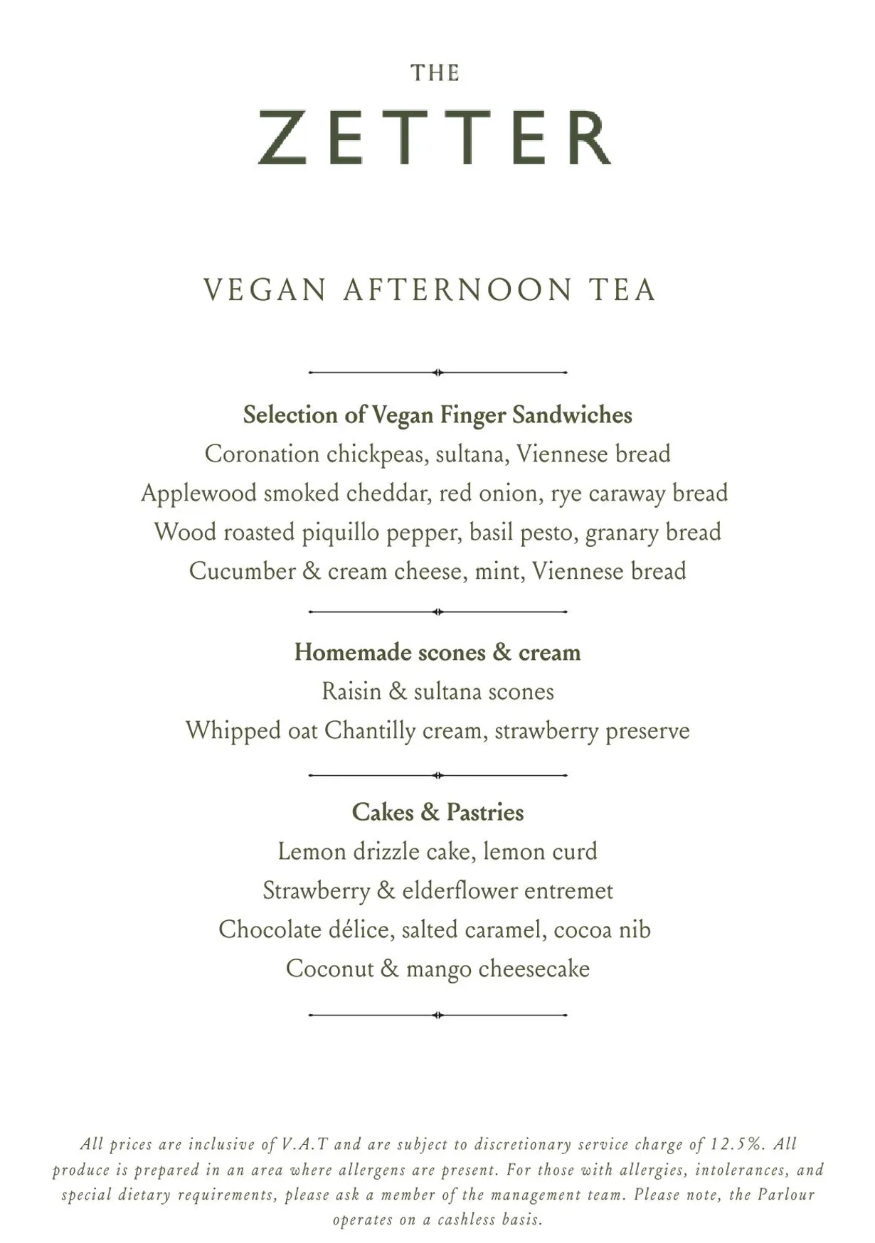 The Parlour at Zetter Marylebone menu, page 6