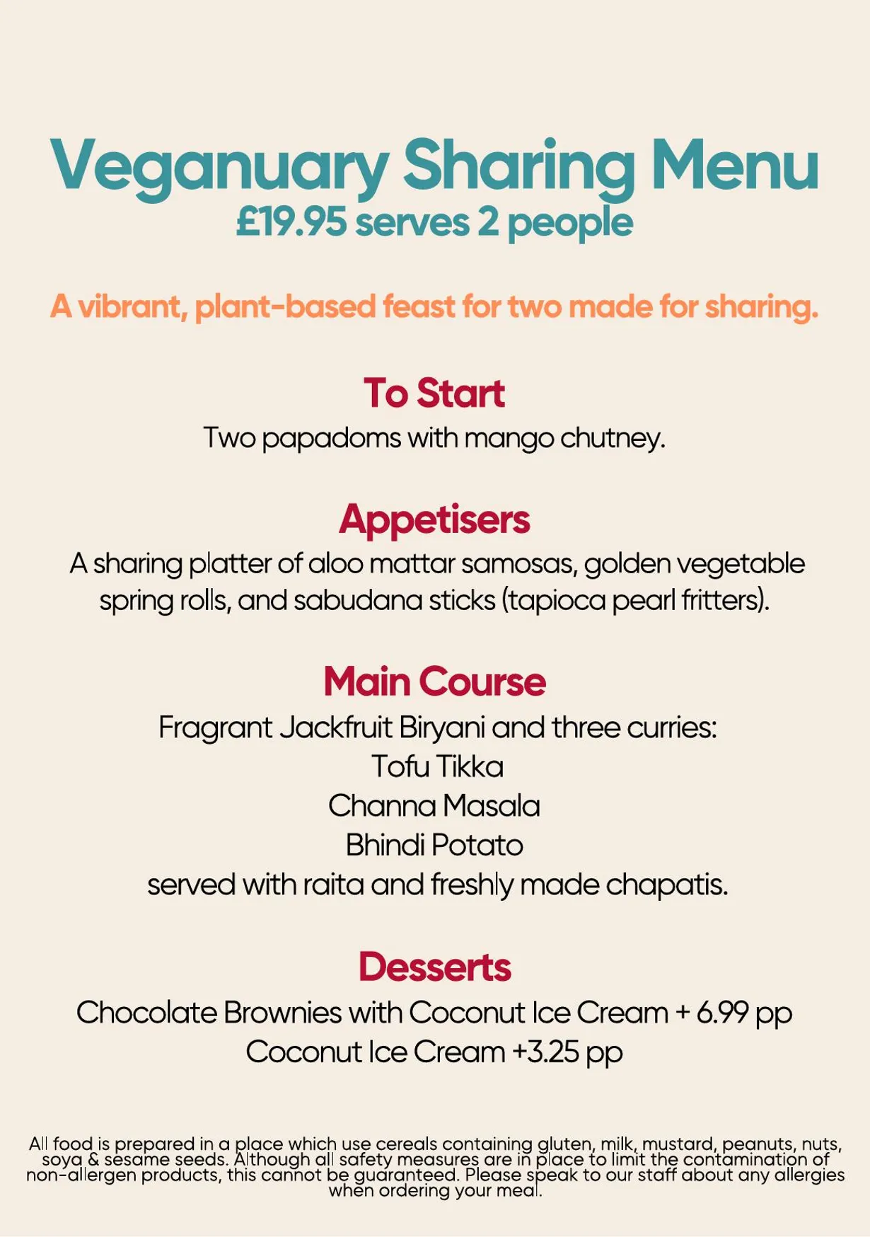 Mirch Masala menu, page 1