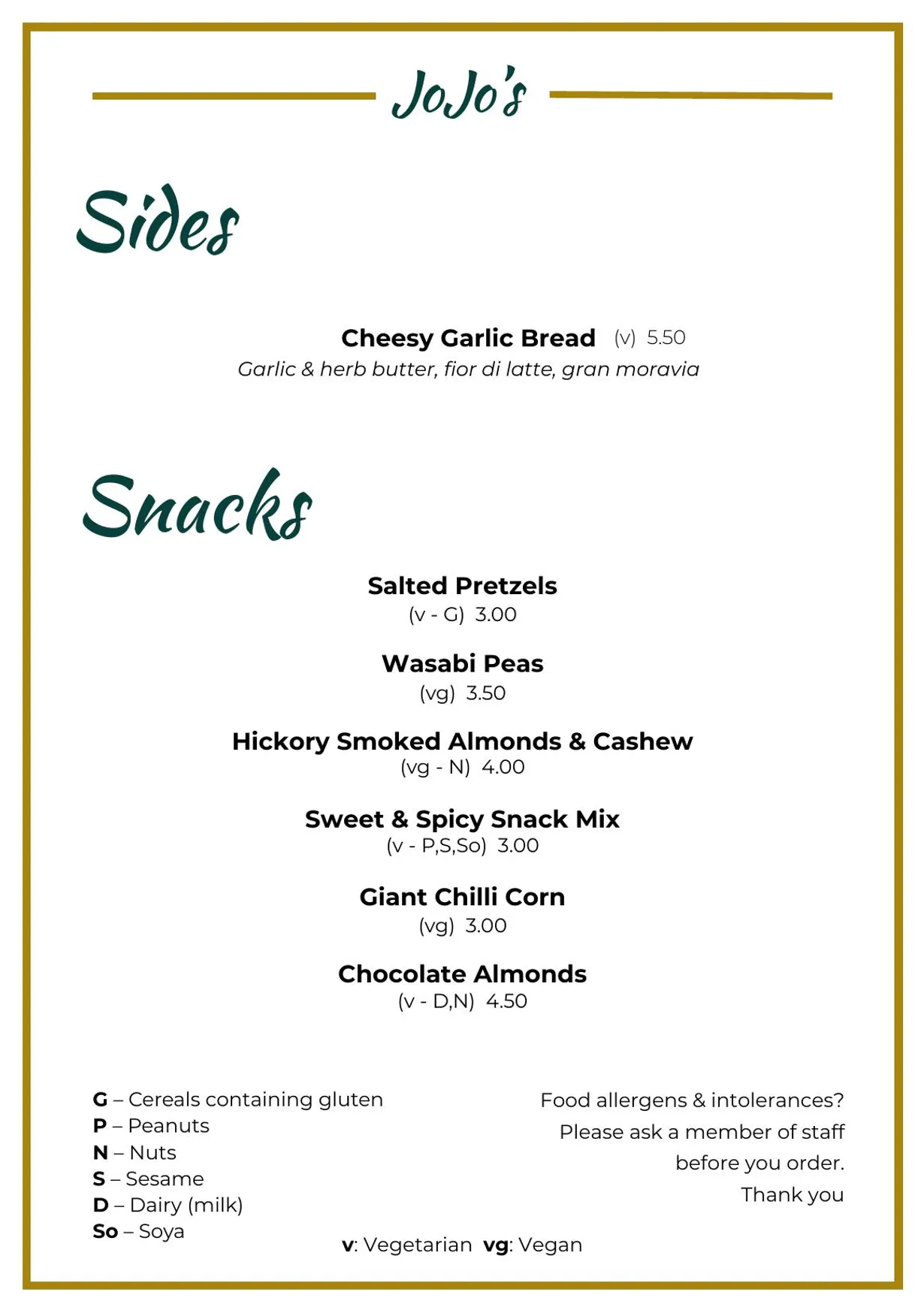 JoJo’s menu, page 16