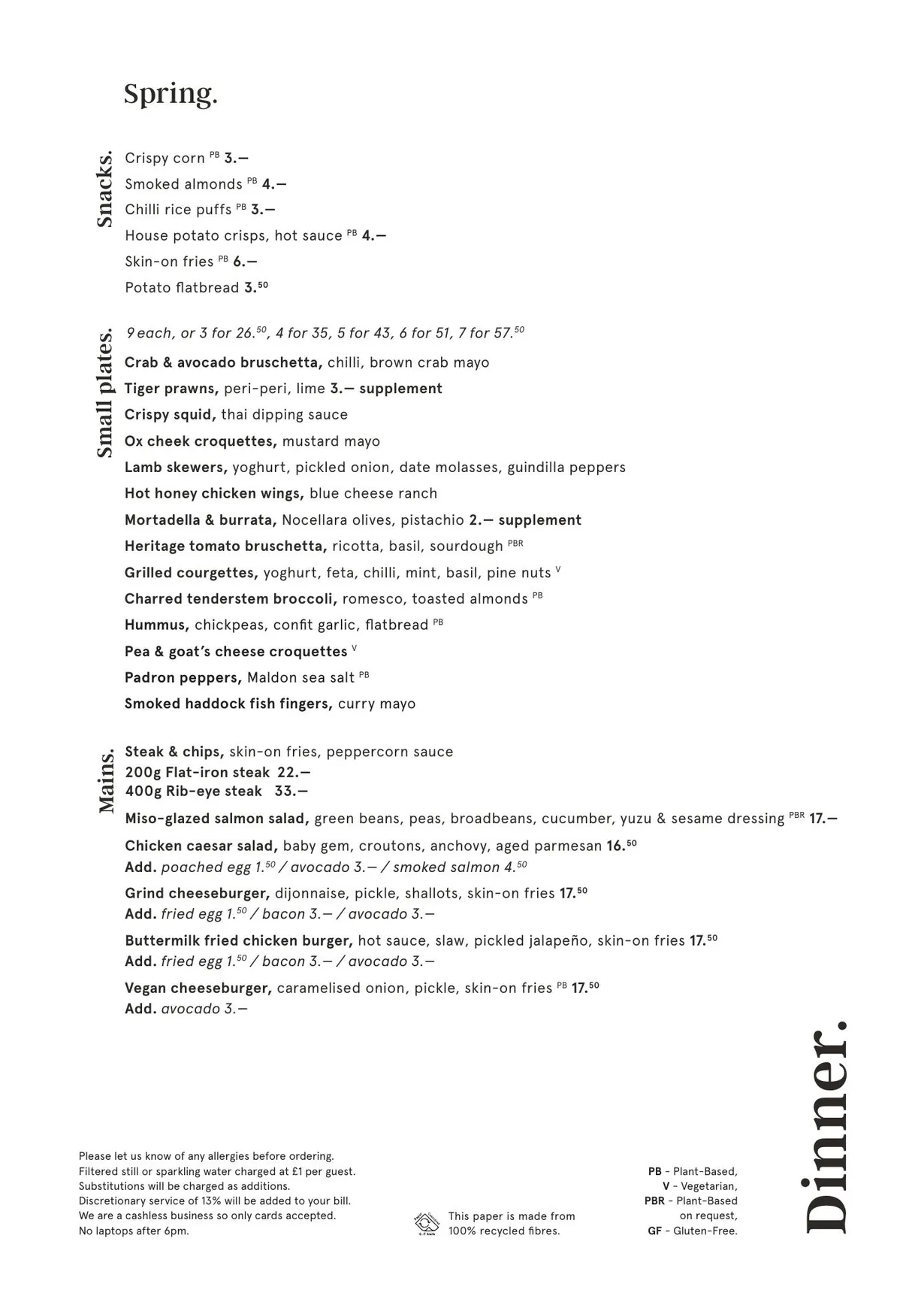 Grind Greenwich menu, page 3