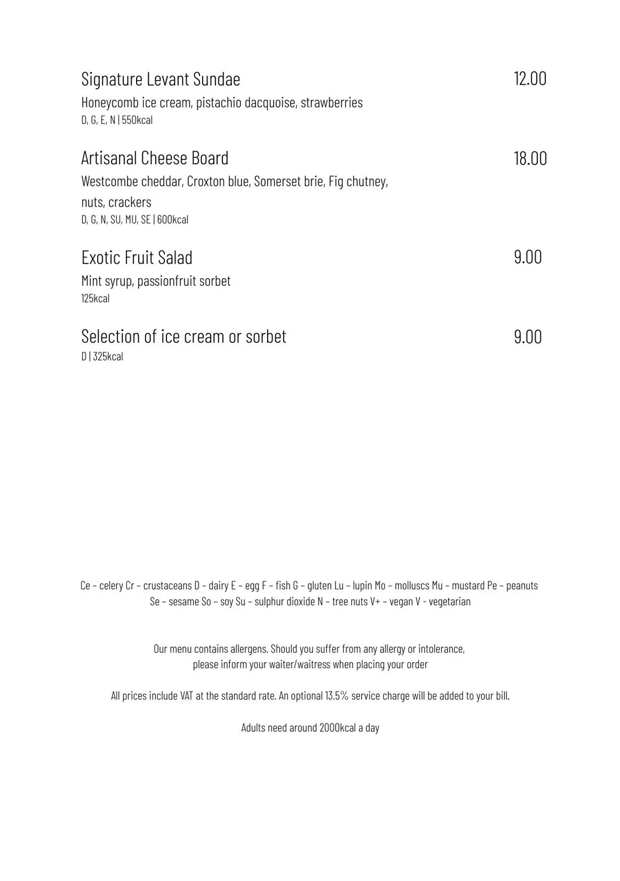 City Lounge menu, page 5