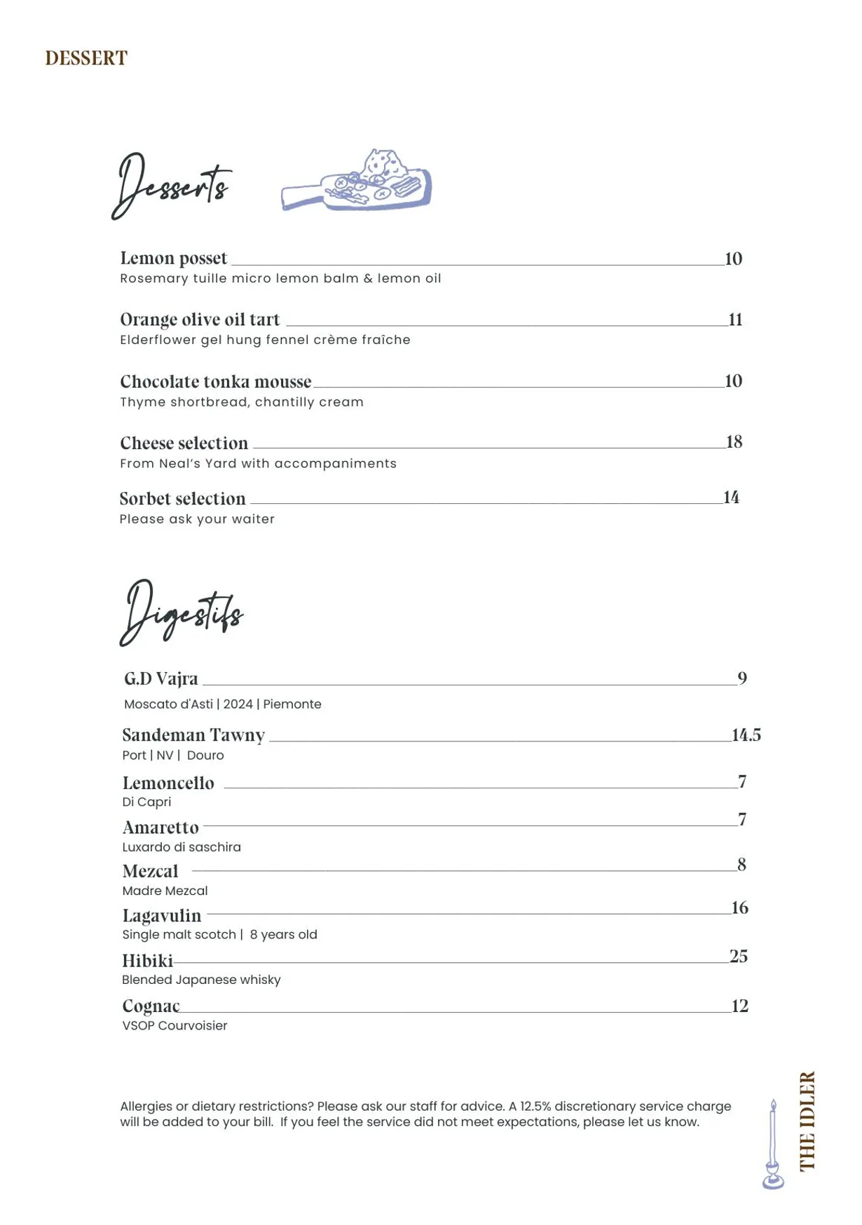 The Idler menu, page 4