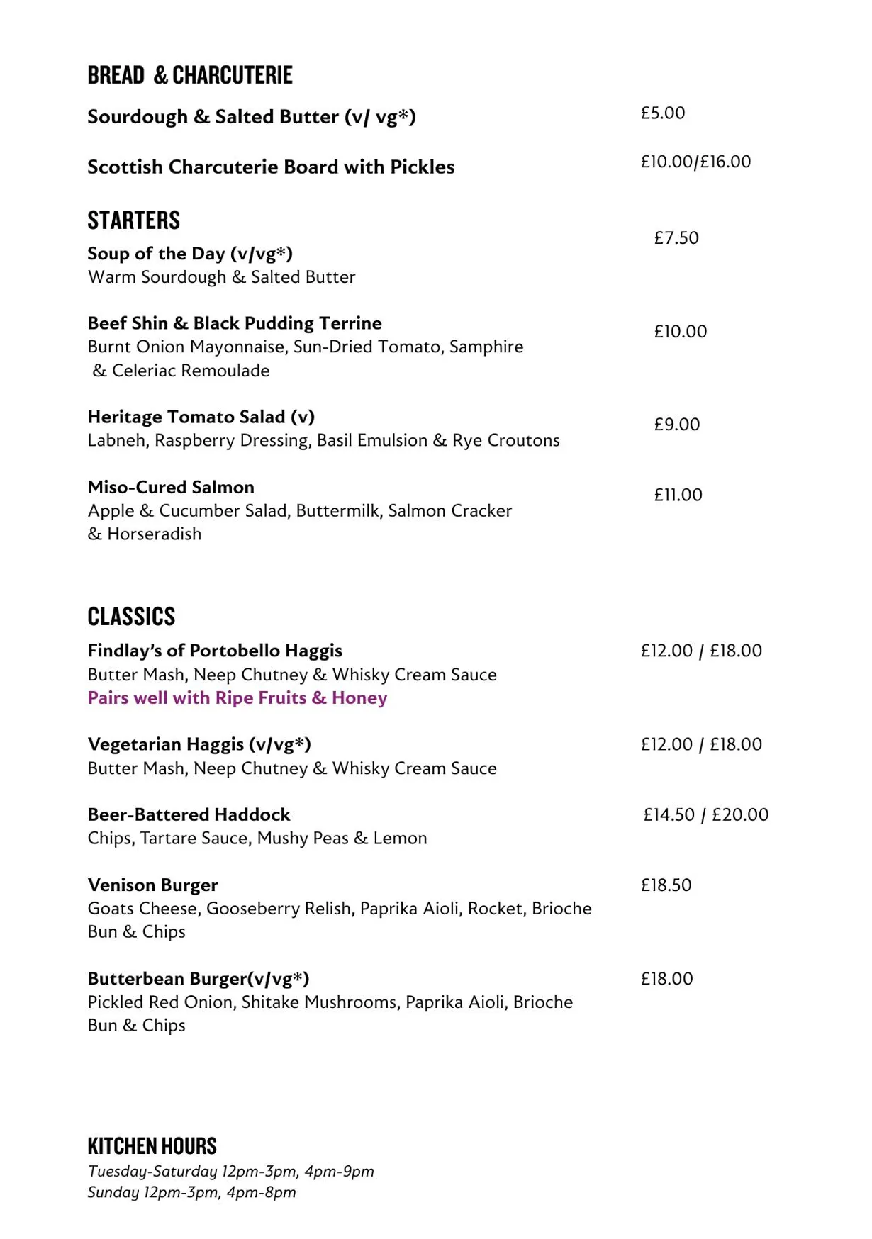 Kaleidoscope Bar menu, page 2