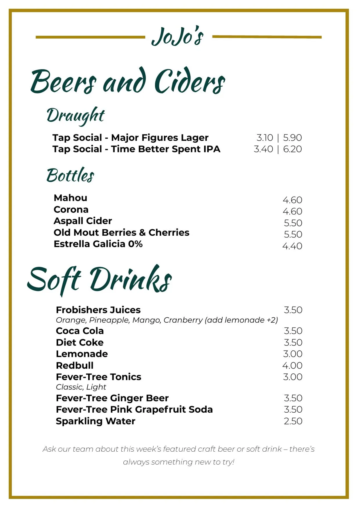 JoJo’s menu, page 15