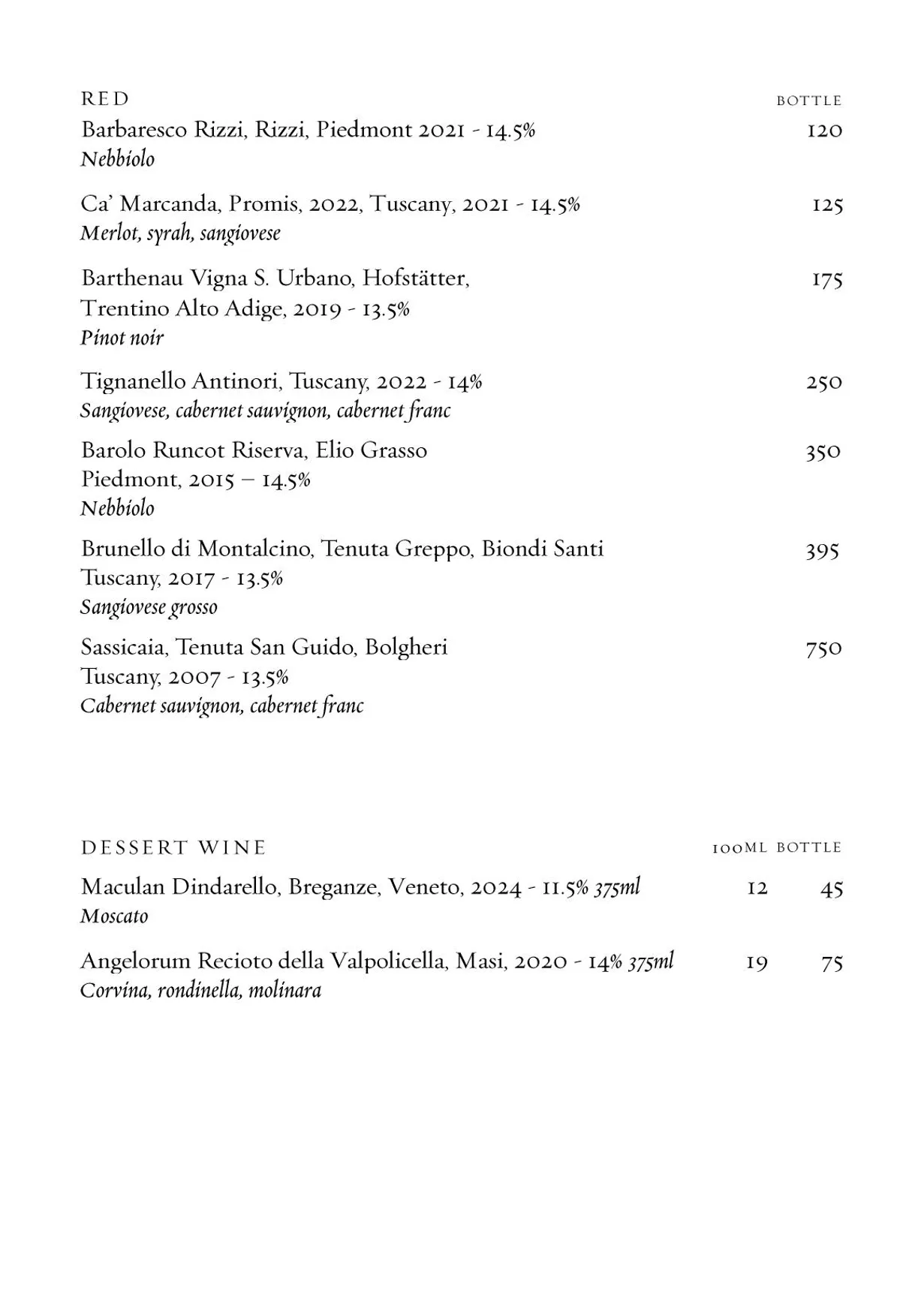 Osteria Locatelli menu, page 10