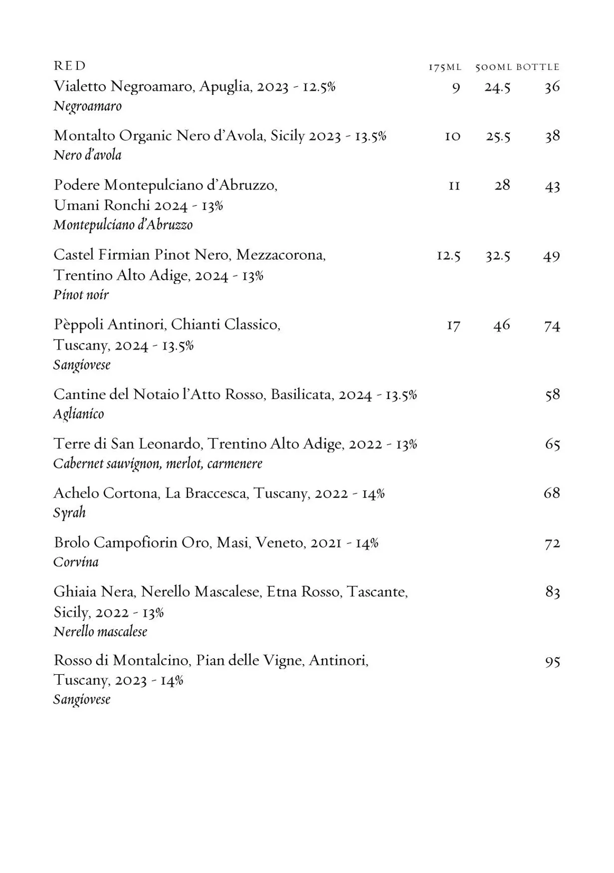 Osteria Locatelli menu, page 9