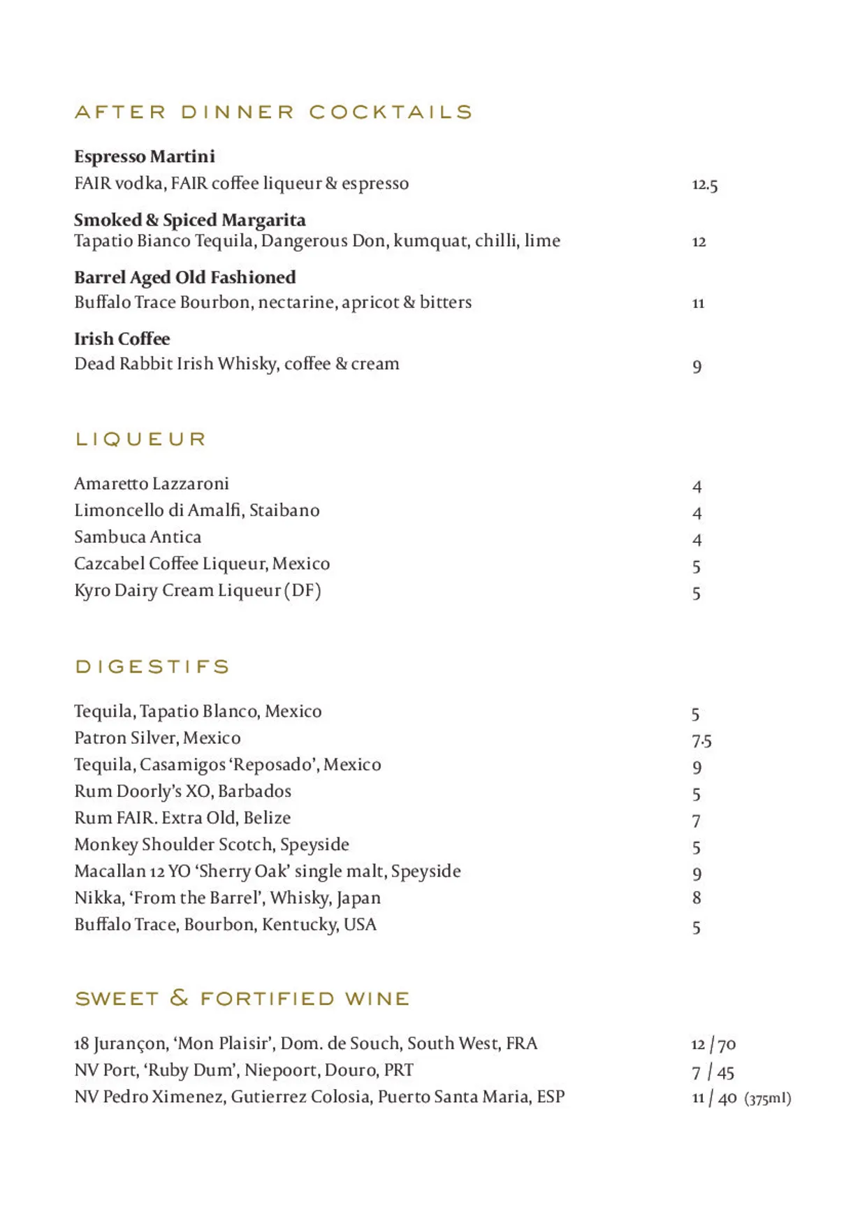 The Arber Garden menu, page 4