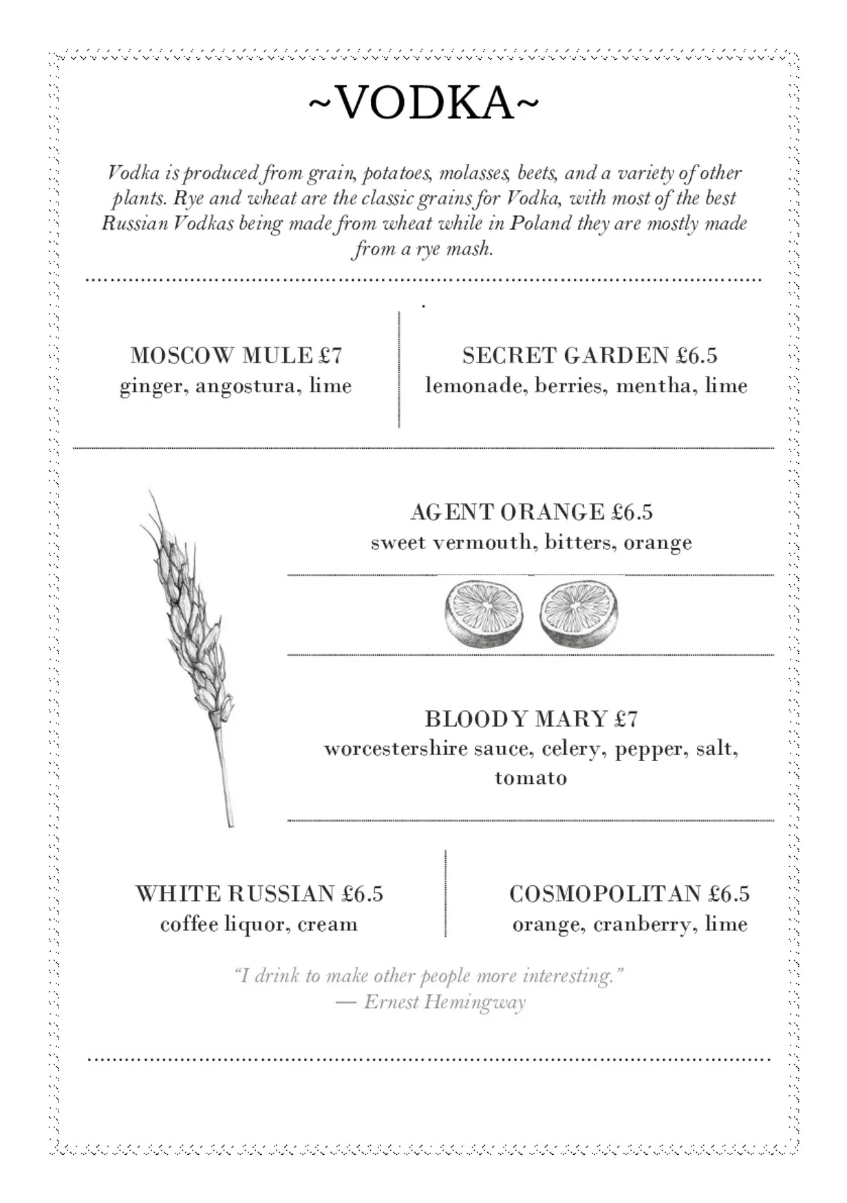 Time & Beef menu, page 7