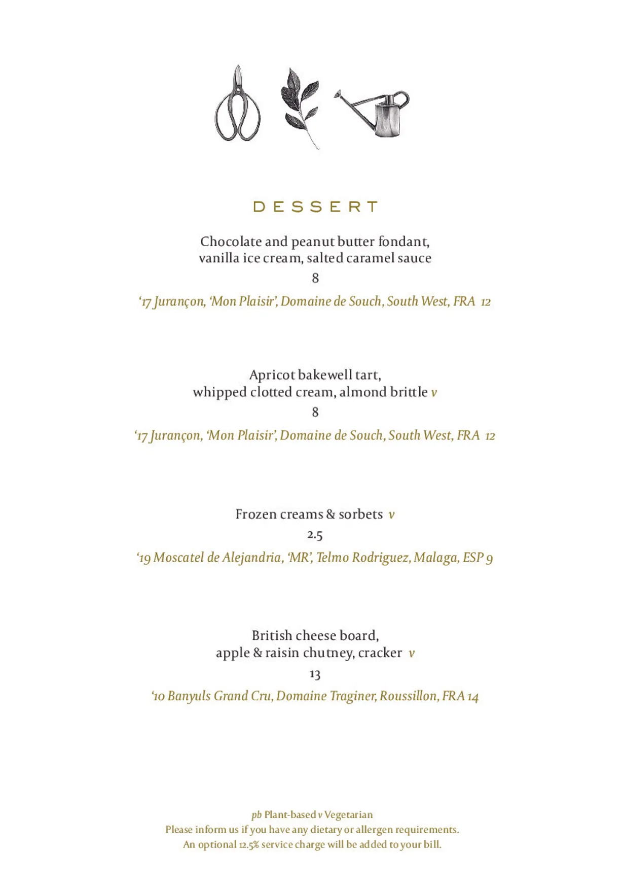 The Arber Garden menu, page 3