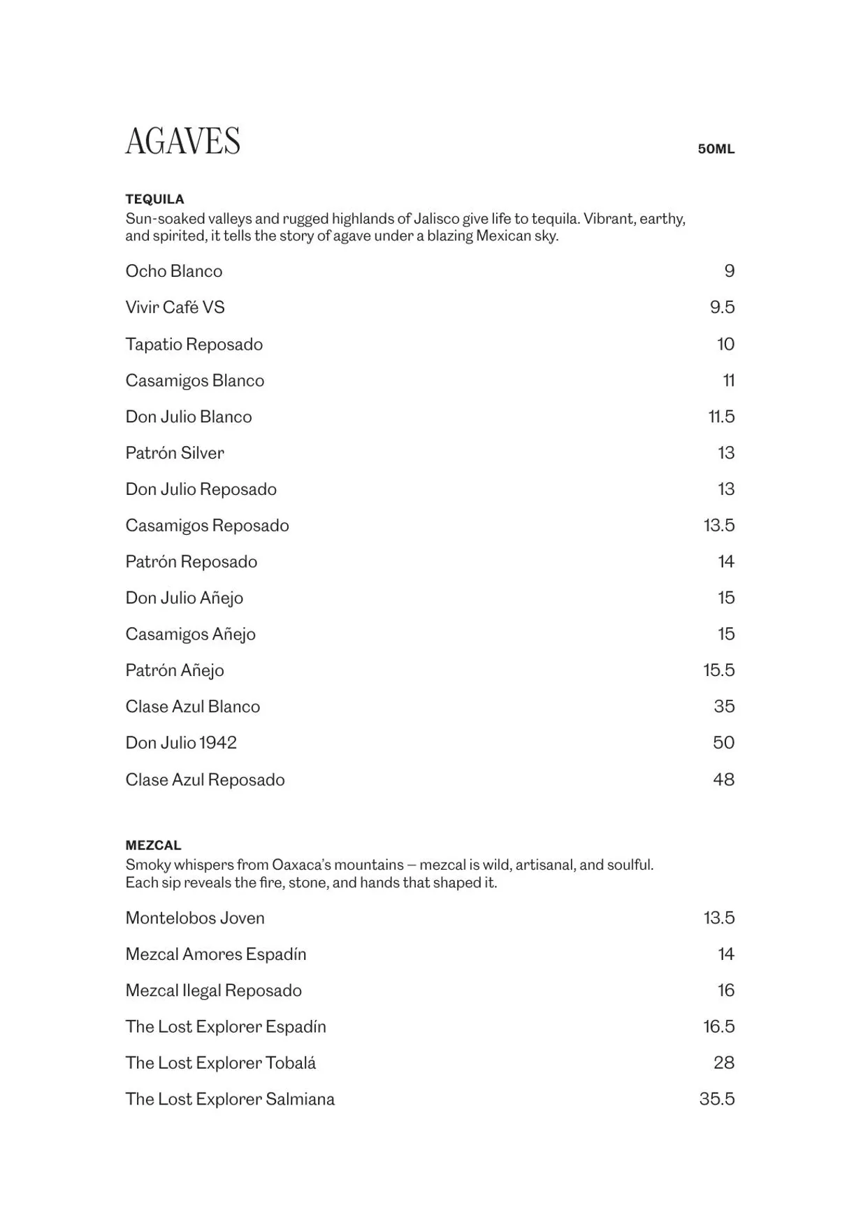 Gambit Bar menu, page 12